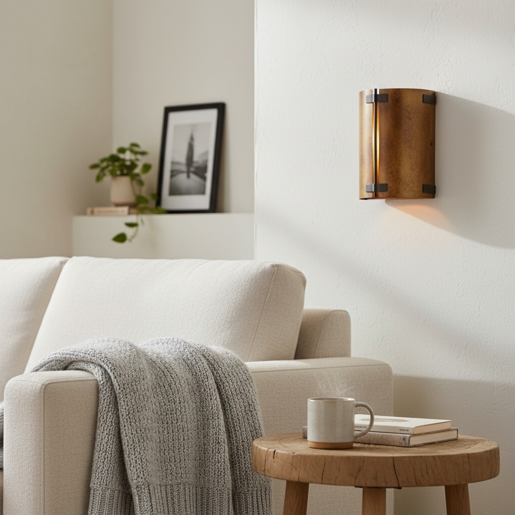 Rustivon Curved Metal Shade Wall Sconce - Vintage Accent Light T1089
