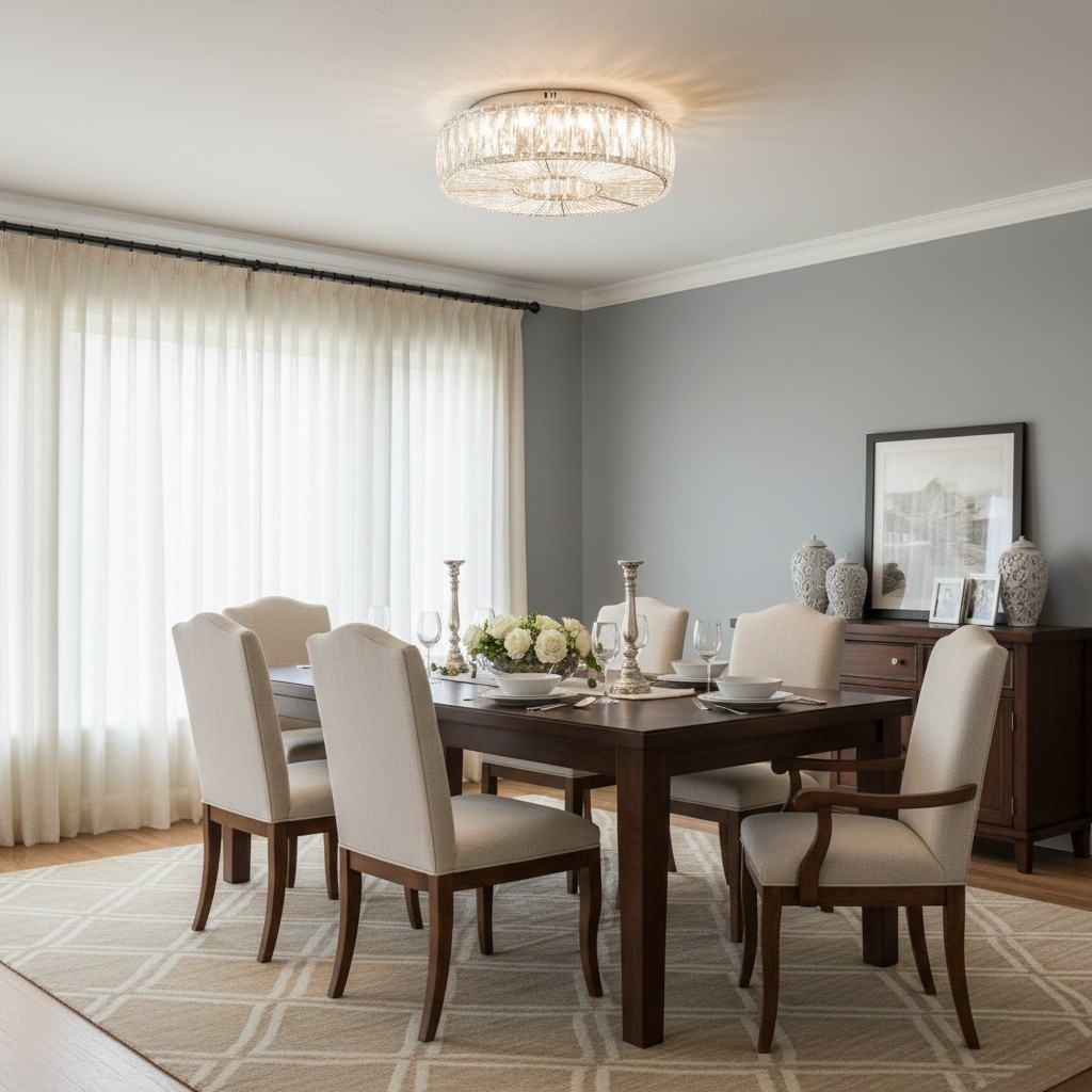 Clereon Elegant Round Flush Mount Ceiling Light – Modern Glass Design for Living Room T1096