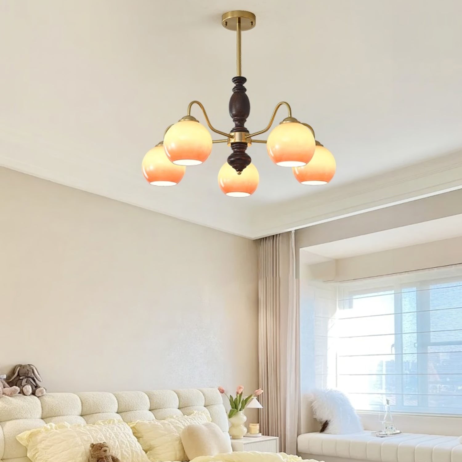 French Medieval Style Caramel Orb Chandelier M567