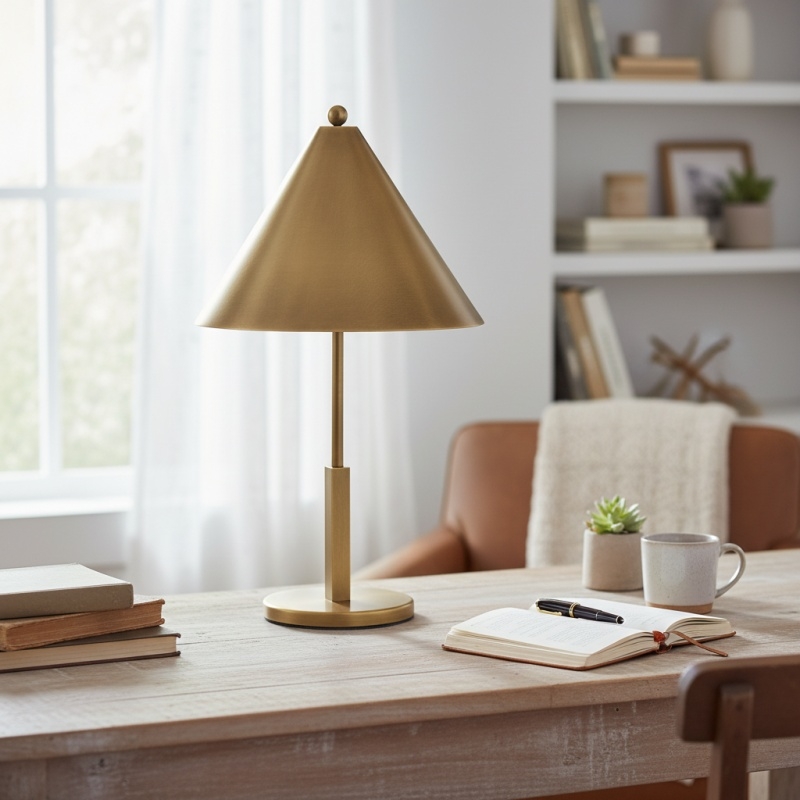 Aurecyl Table Lamp - Sleek Tapered Metal Table Lamp in Vintage-Style Finish for Living Room T674