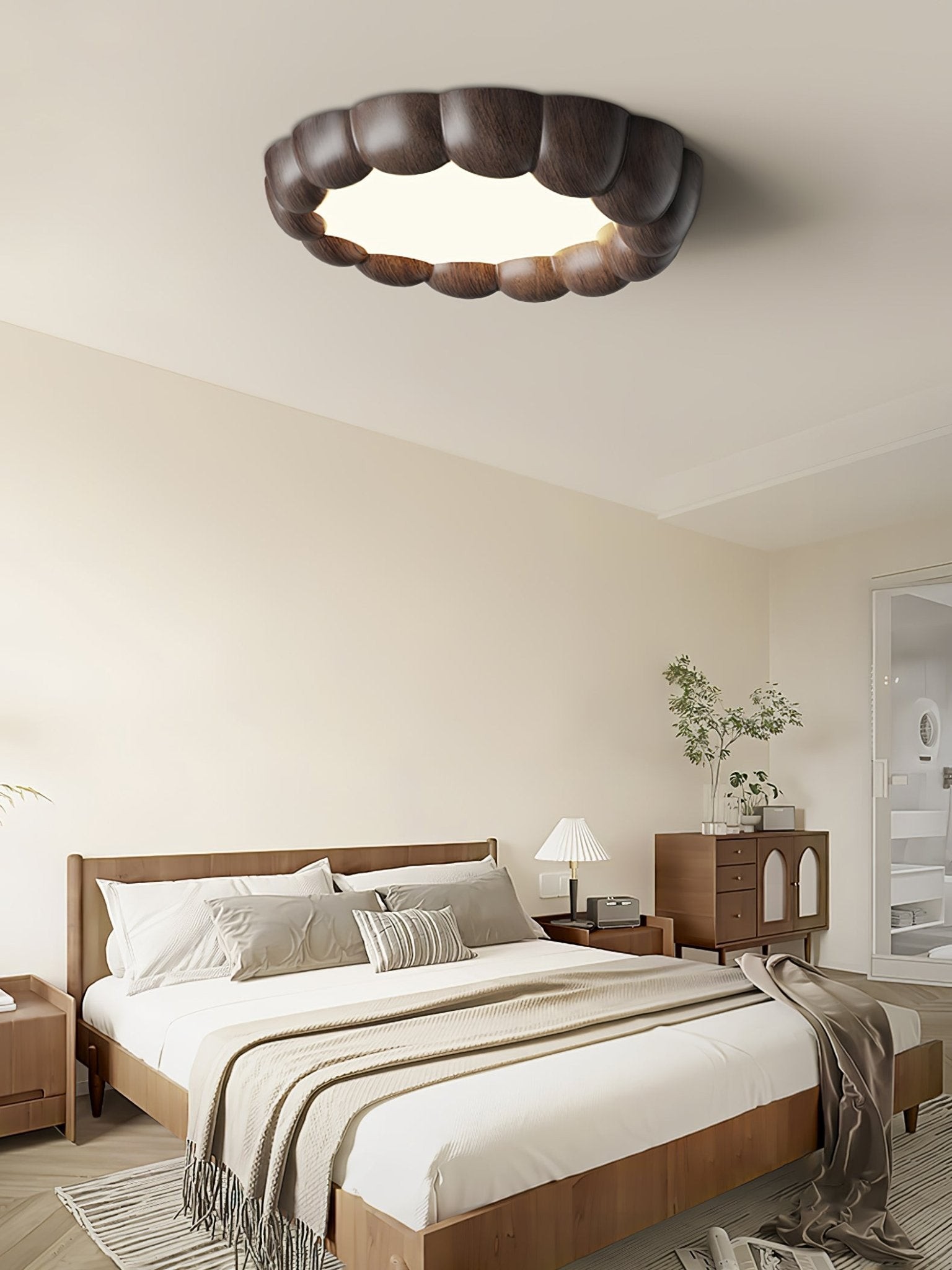 Faux Wood Ripple Ceiling Lamp M456