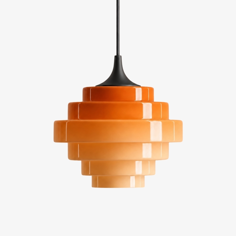 Sanenos Retro Geometric Glass Pendant Light - Gradient Glass Shade for Living or Dining Room T2193