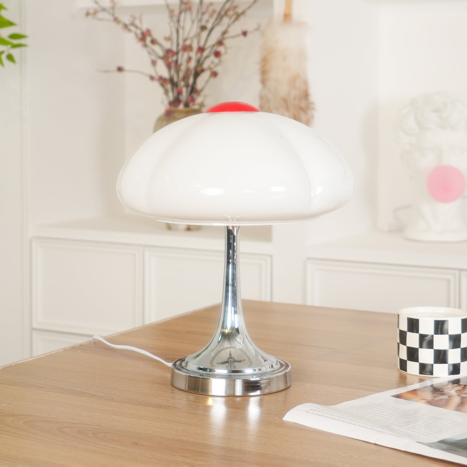 Cream Style Glass Mushroom Table Lamp M220