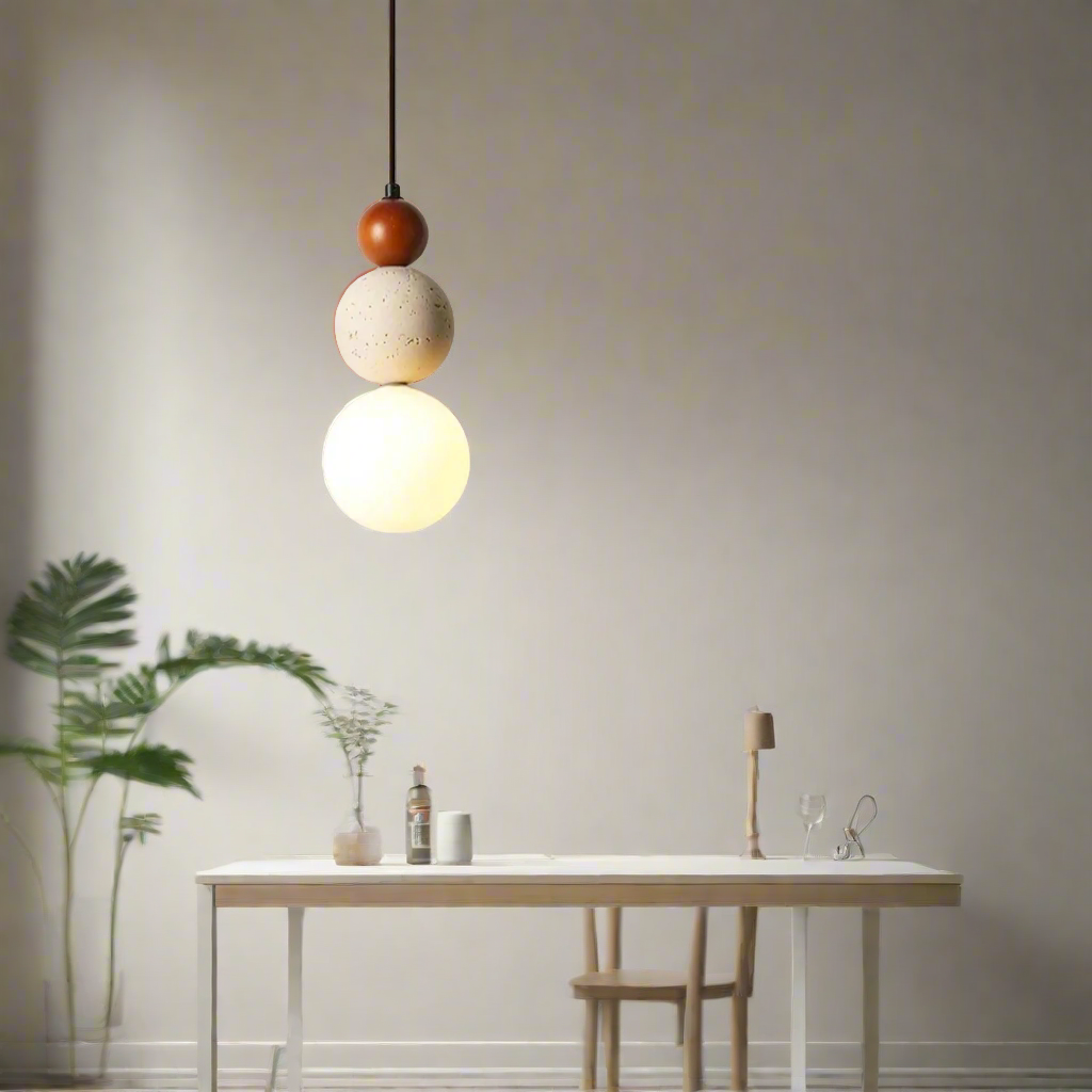 Elegant Glow Cream Stone Bedside Pendant Light T2133