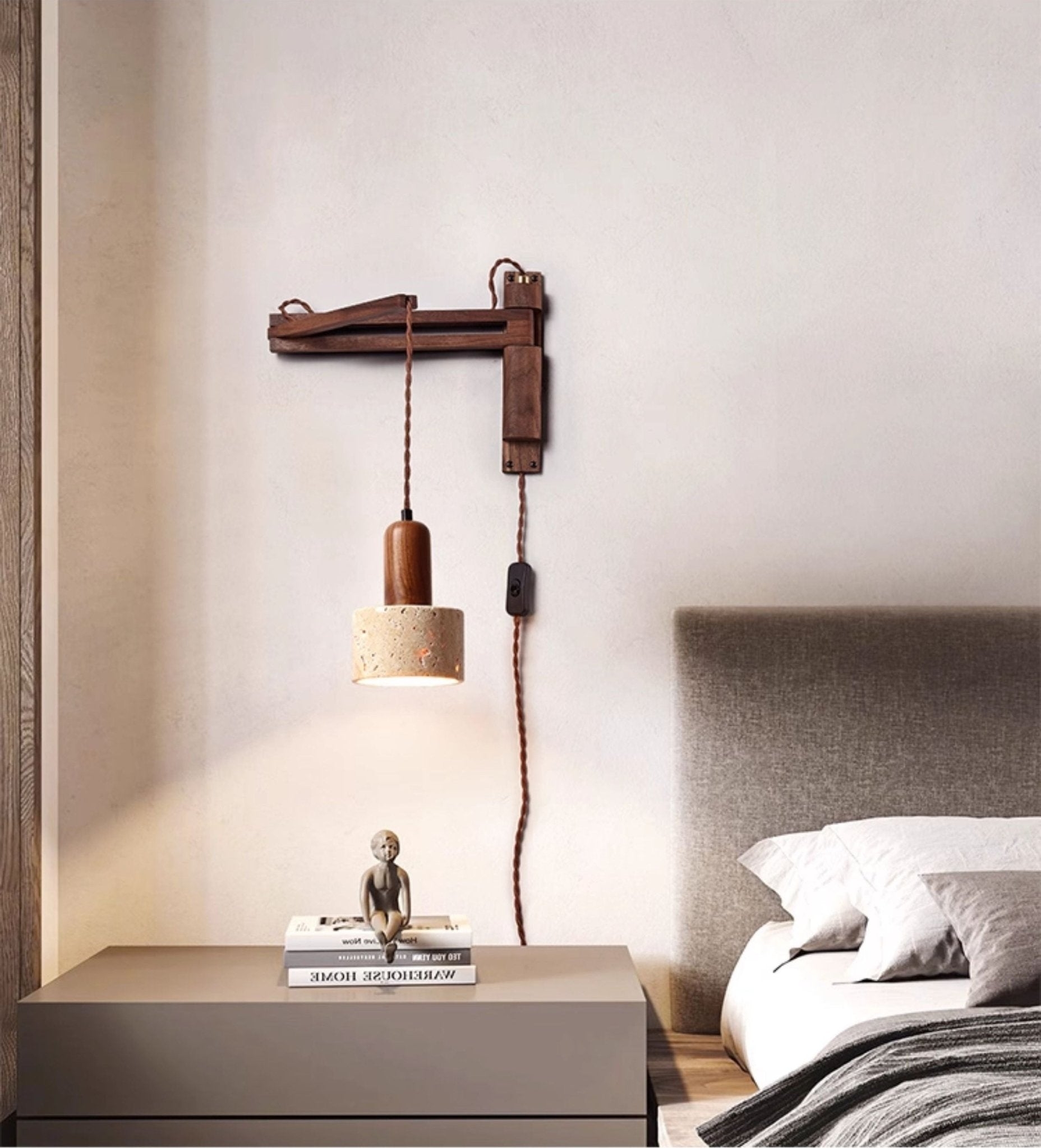 Adjustable Travertine Dome Wall Sconce T1606