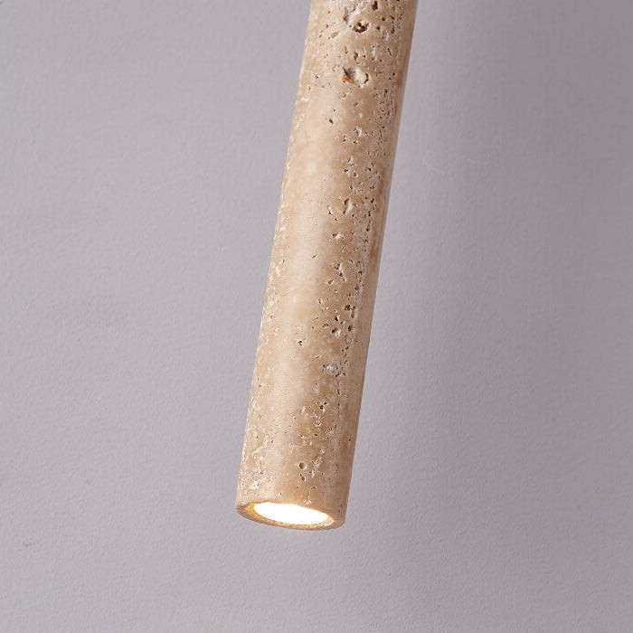 Japanese Wabi Sabi Yellow Travertine Cylinder 1-Light Pendant Light G33