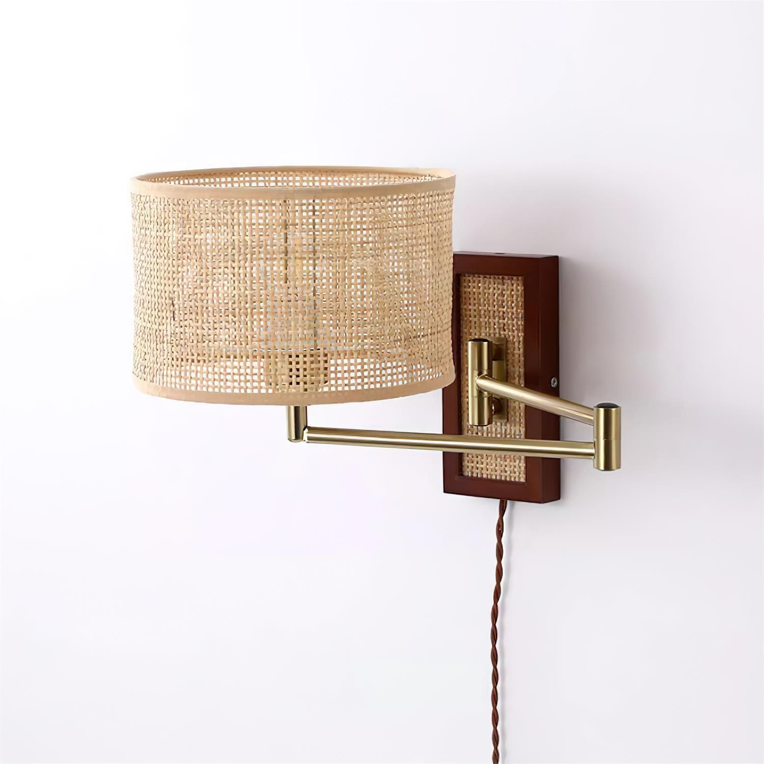 Rattan Swing Arm Wall Lamp P013