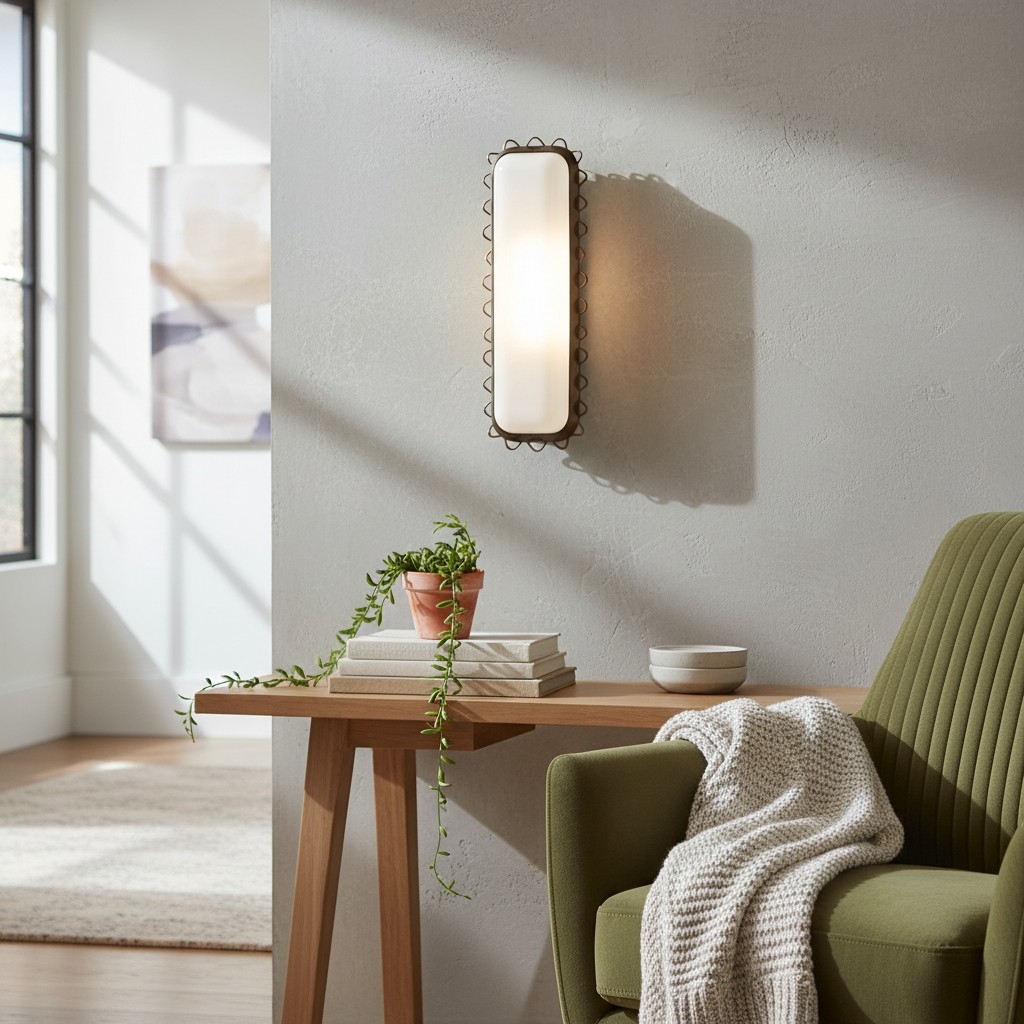 Glowvera Wall Sconce - Wavy Metal Frame Design Modern Glass-Shade Sconce for Hallway T683