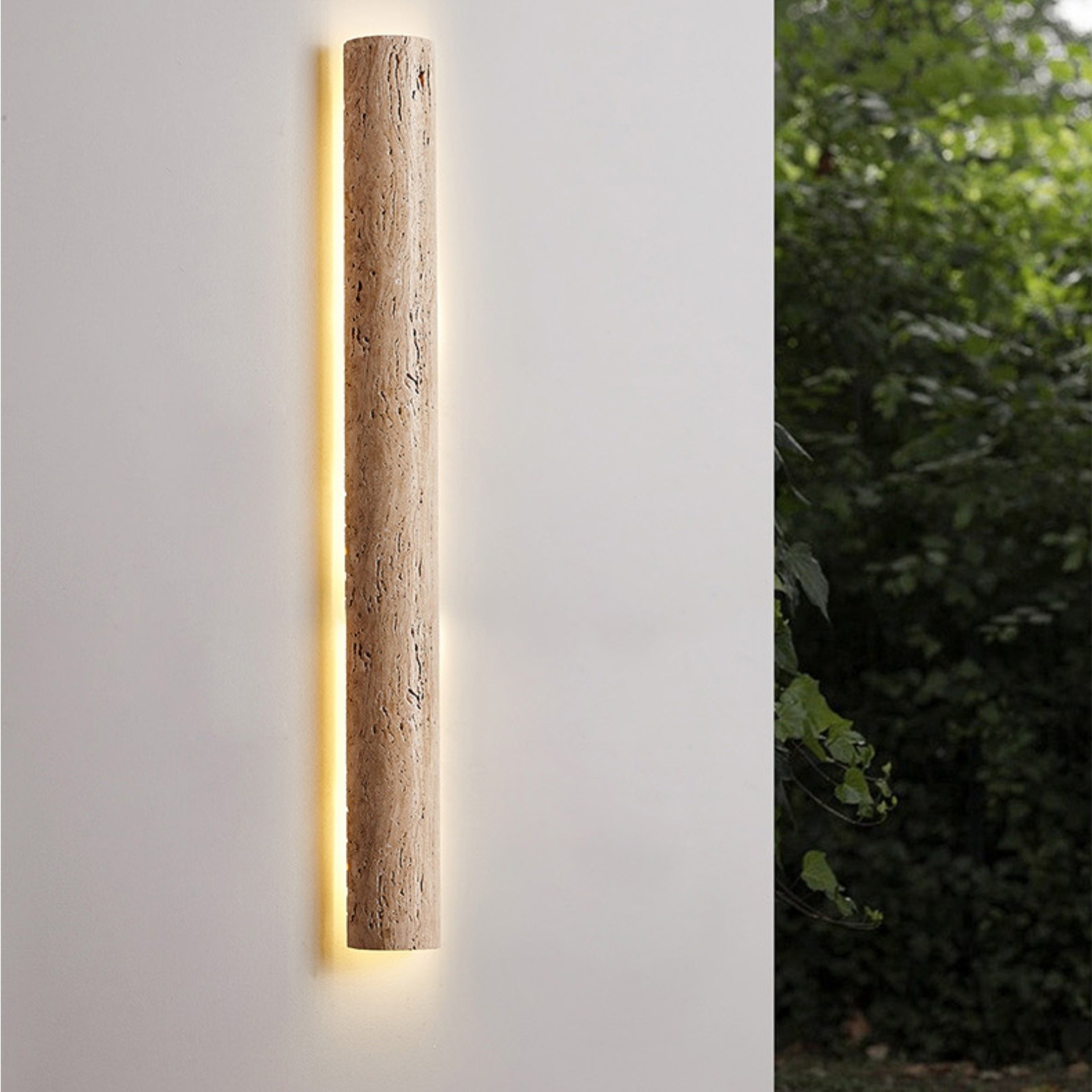 Minimalist Travertine Stick Rod Stone Accent Wall Sconce S328