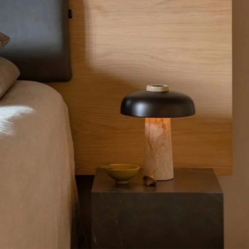 Mushroom Table Lamp - Modern Travertine for Bedroom M503