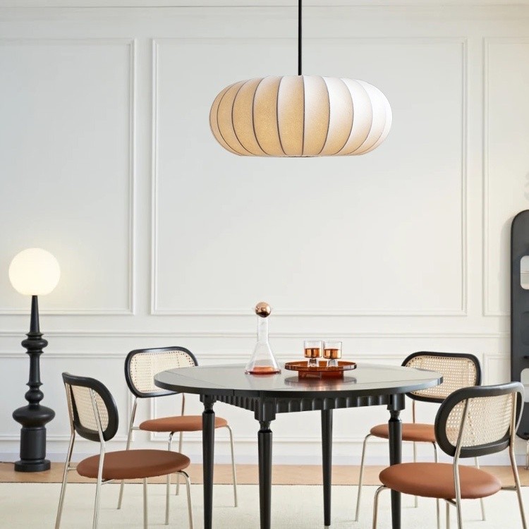 Simple Wabi-sabi White Lantern Fabric Pendant Lamp M06