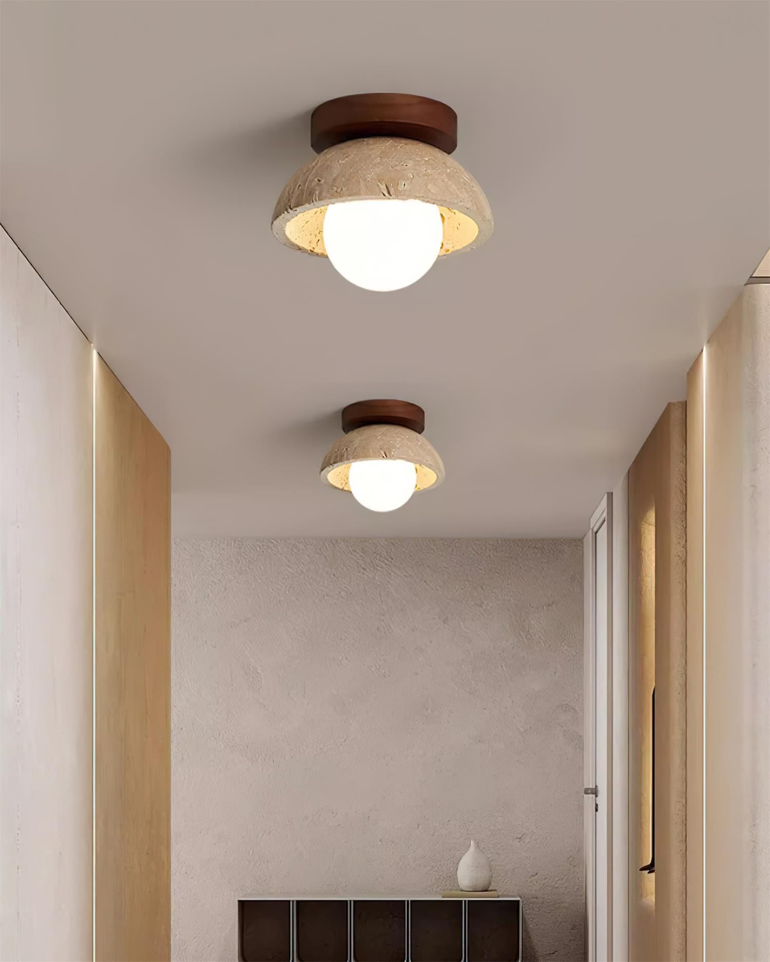 Natural Travertine Bowl Ceiling Light - Vintage for Bathroom M119