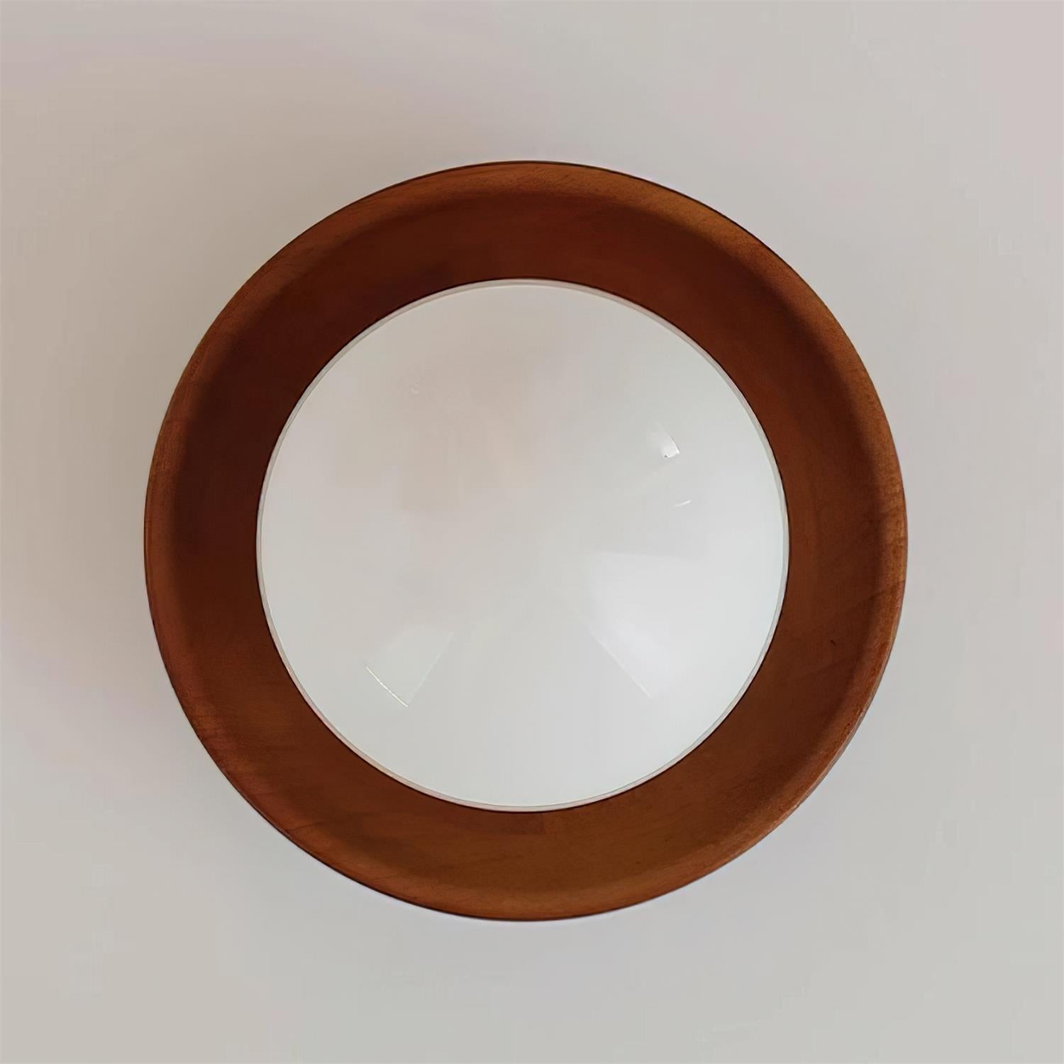 Wooden Bowl-shaped Body and White Glass Globe Lampshade Ceiling lamp P014