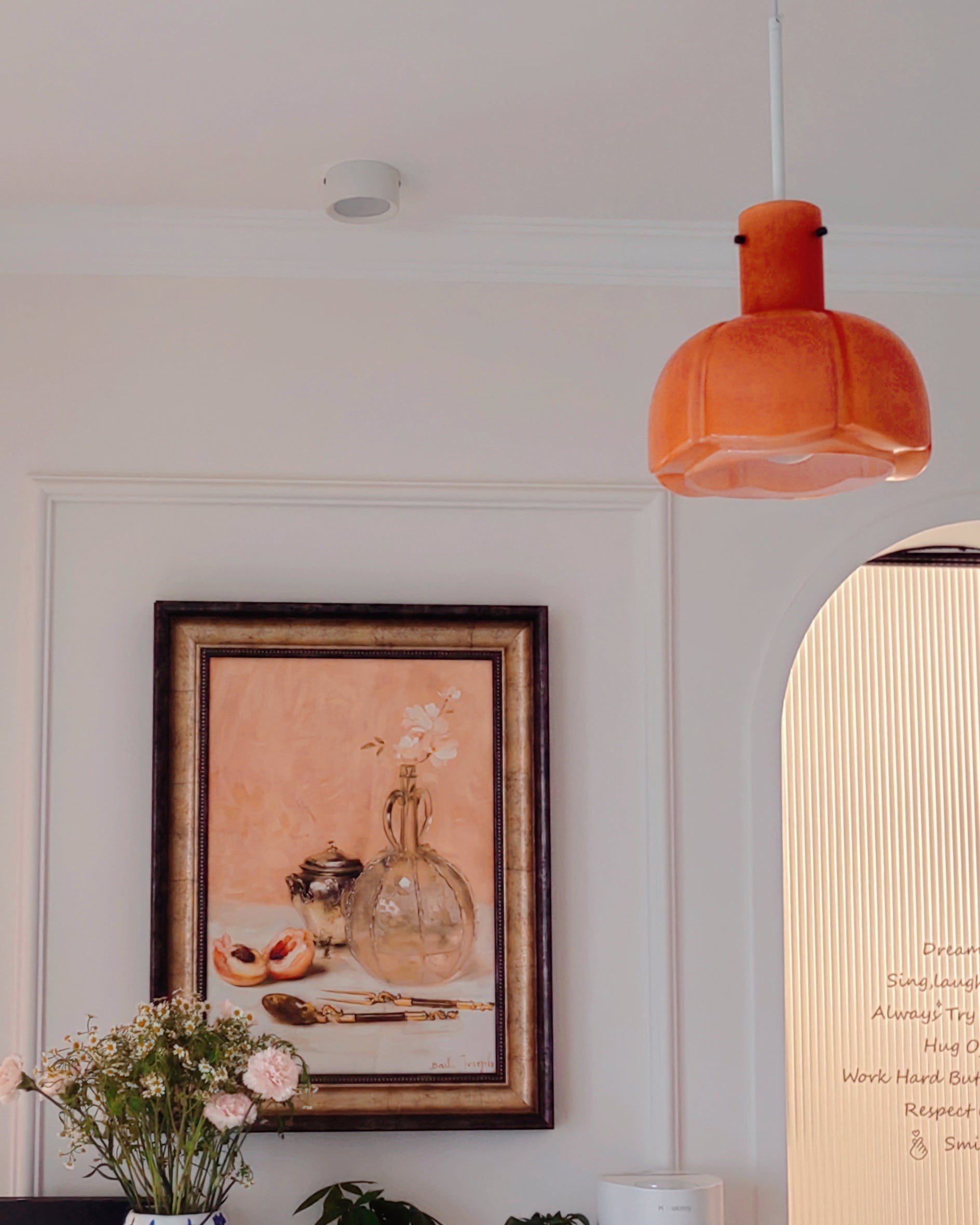 French Pastoral Style Petal Glass Pendant Light M23