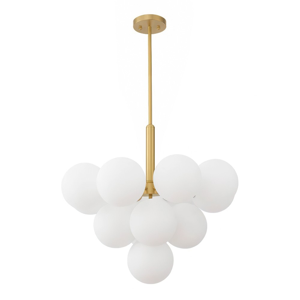 Opal Glass Bubble Cluster Grape Brass Chandelier for Dining Room