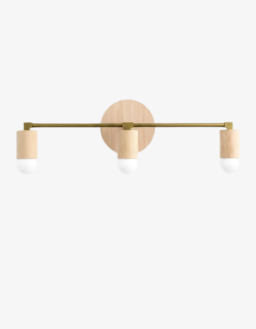 Mobilux Line Wood and Vanity Light - Bohemian Bathroom Lighting Fixture T374