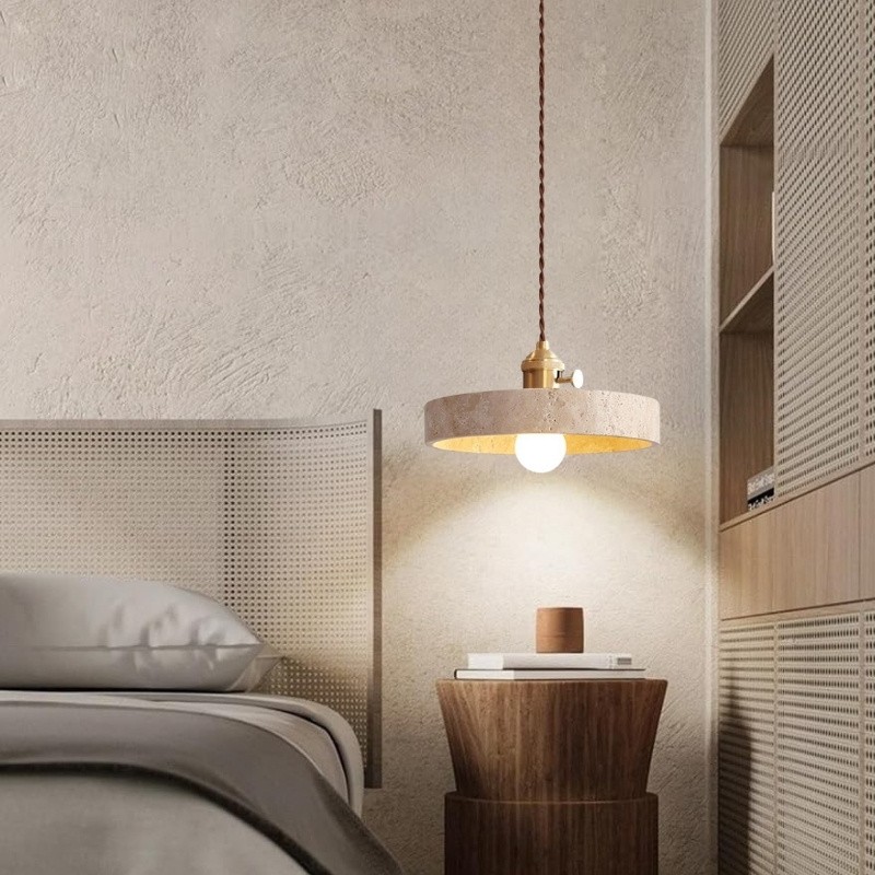 Mid Century Travertine Pendant Lamp – Vintage Copper Lighting S281