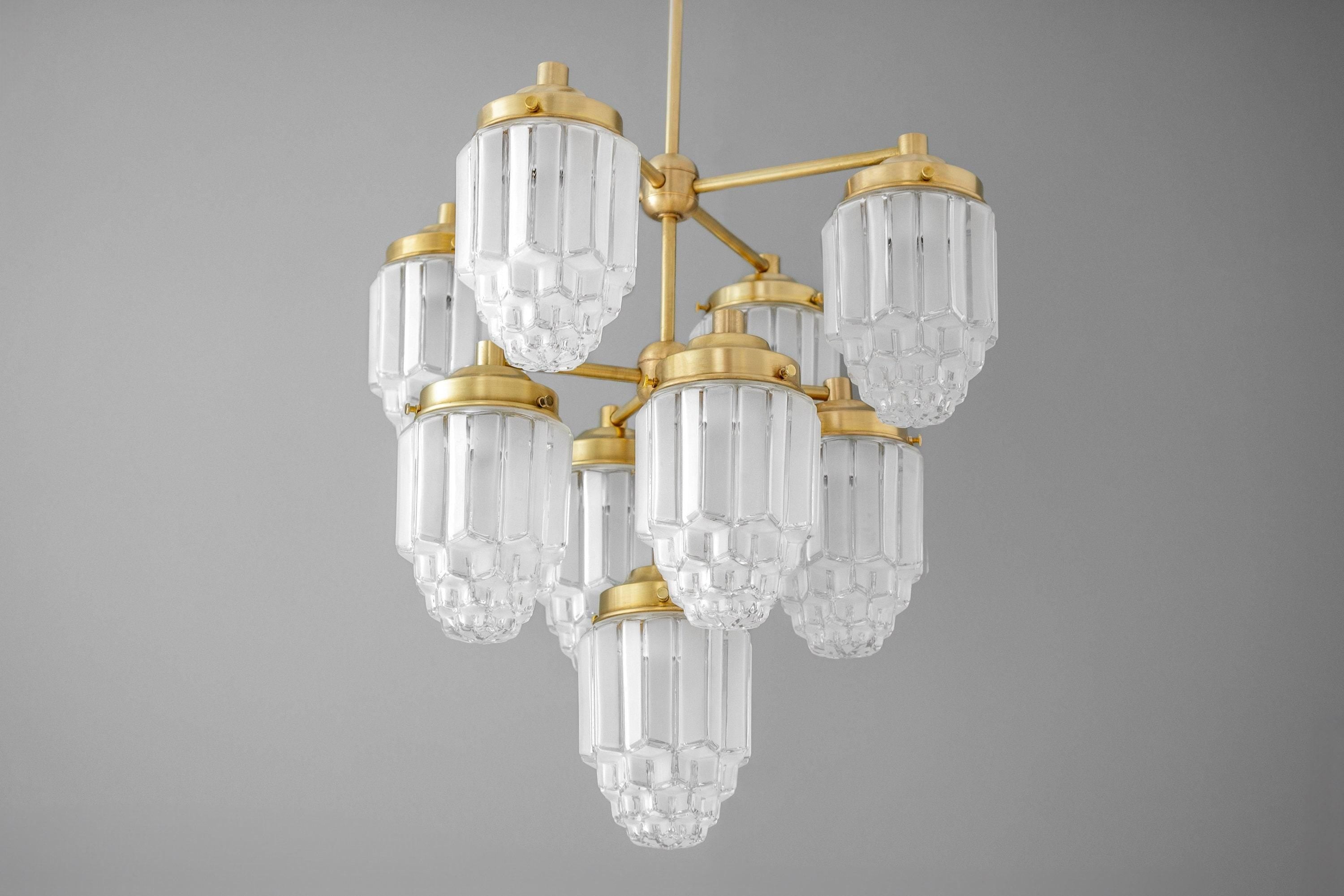 Tierlux Glass Textured Brass Chandelier – Timeless Lighting with Style T375