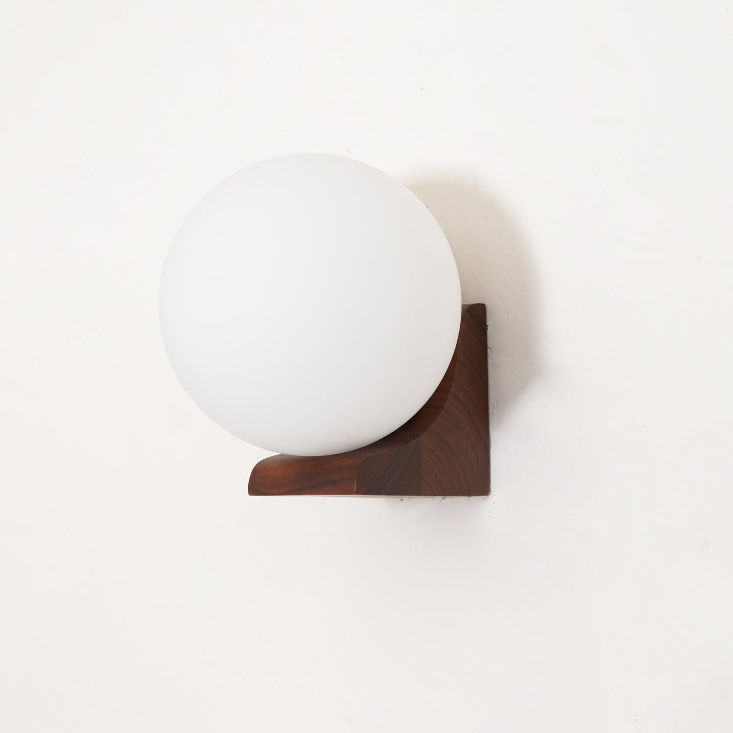 Minimalist Wooden Geometric Bracket Glass Globe Wall Lamp M371
