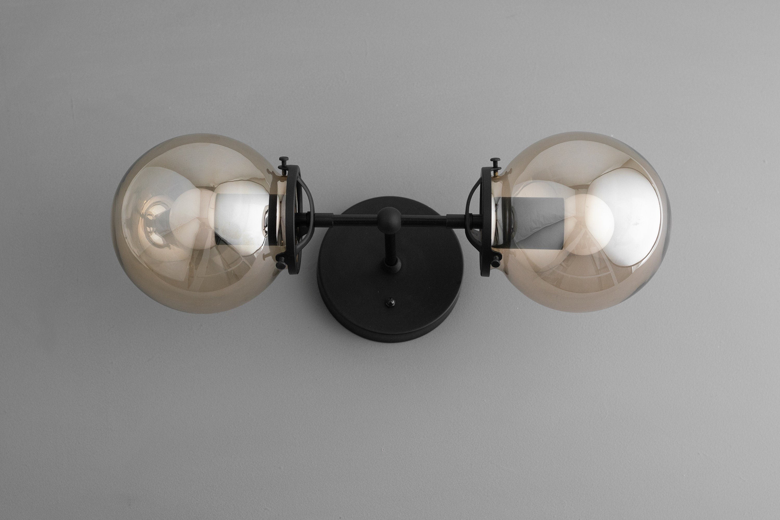 Lumio Globe Double Globe Vanity Wall Light - Rustic Farmhouse Bathroom Wall Fixture T336