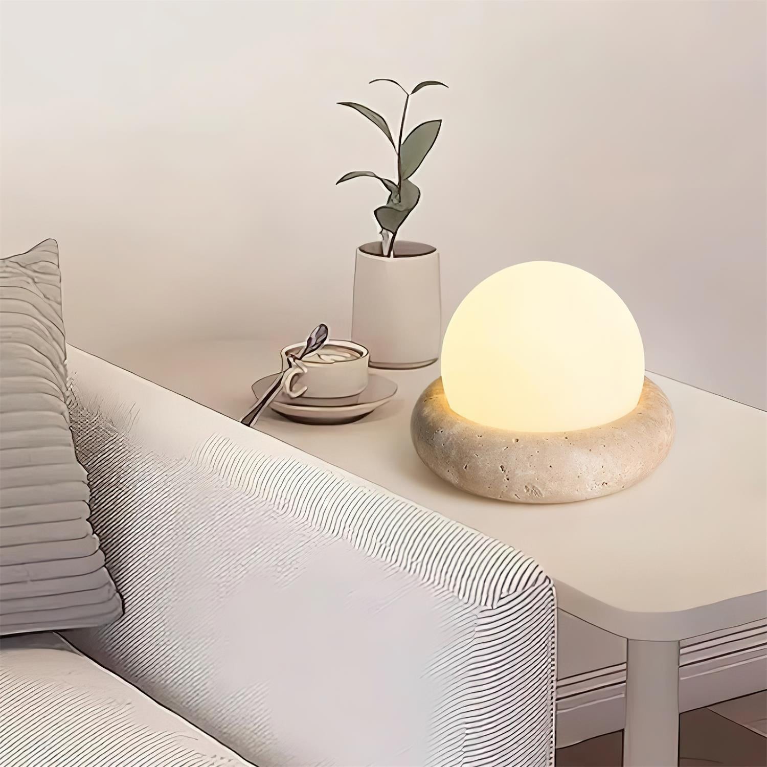 Modern Travertine Cute Mini Orb Table Lamp G40