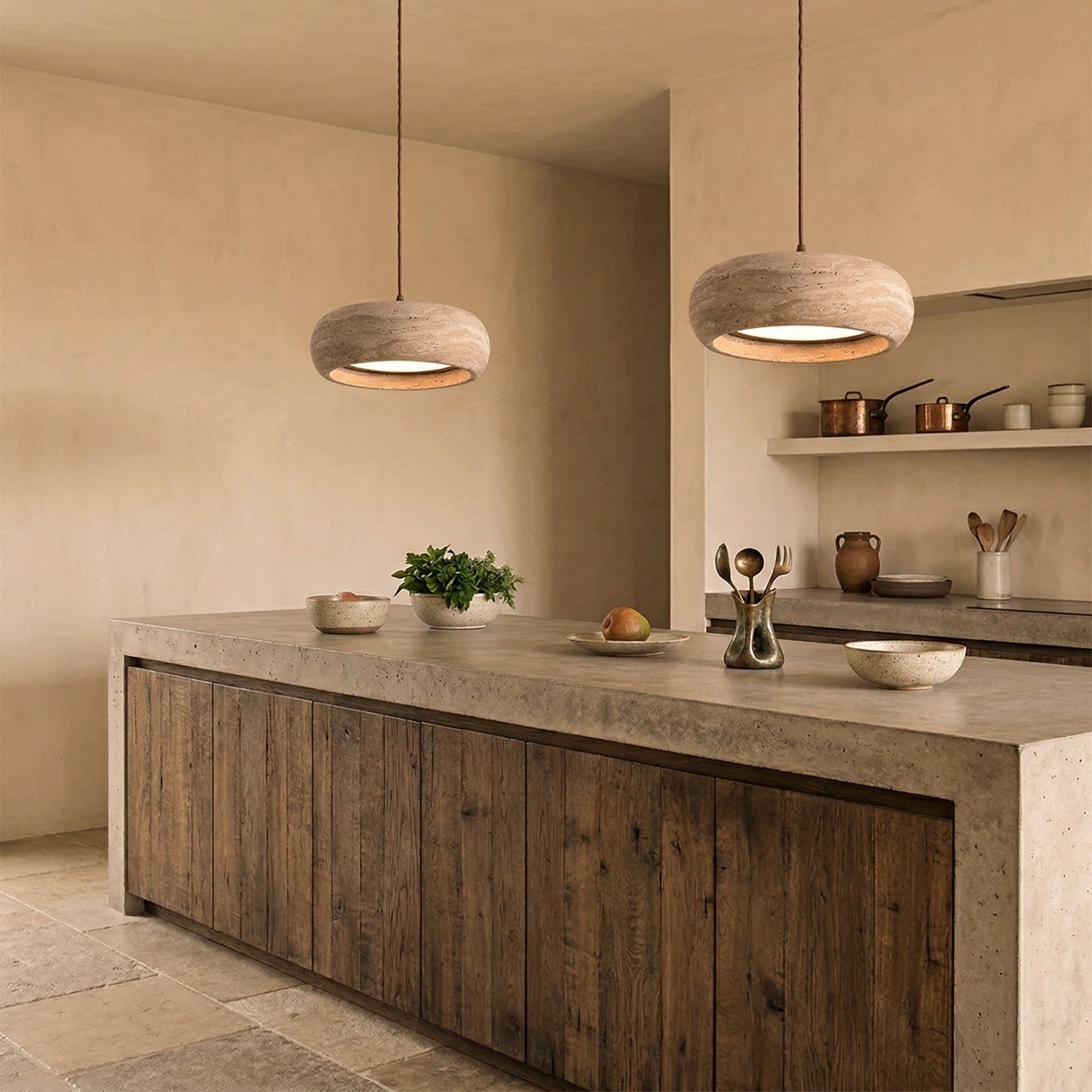 Travertine Drum Pendant Lamp T1832