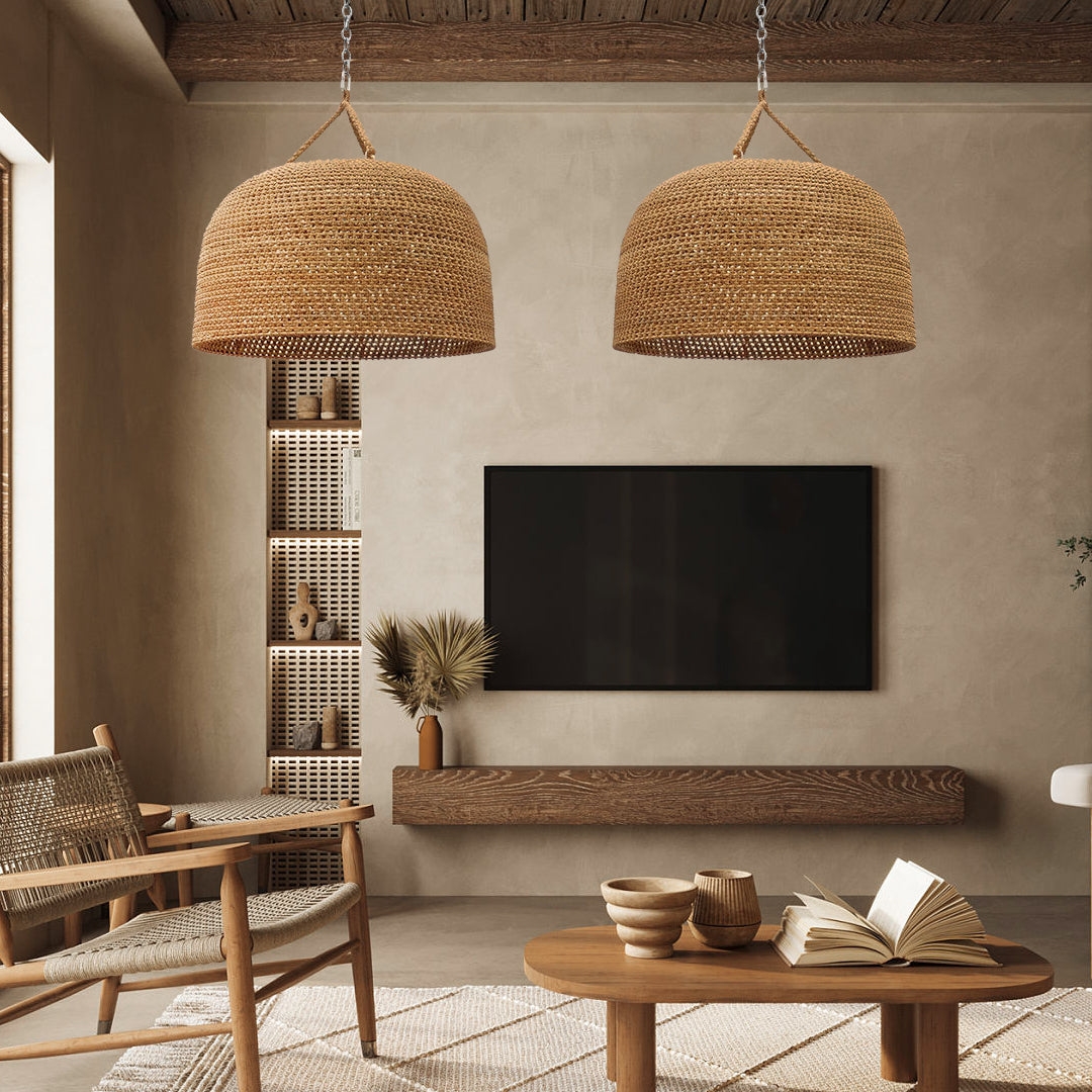 Natural Shadow Rattan Japandi Pendant Light T2054