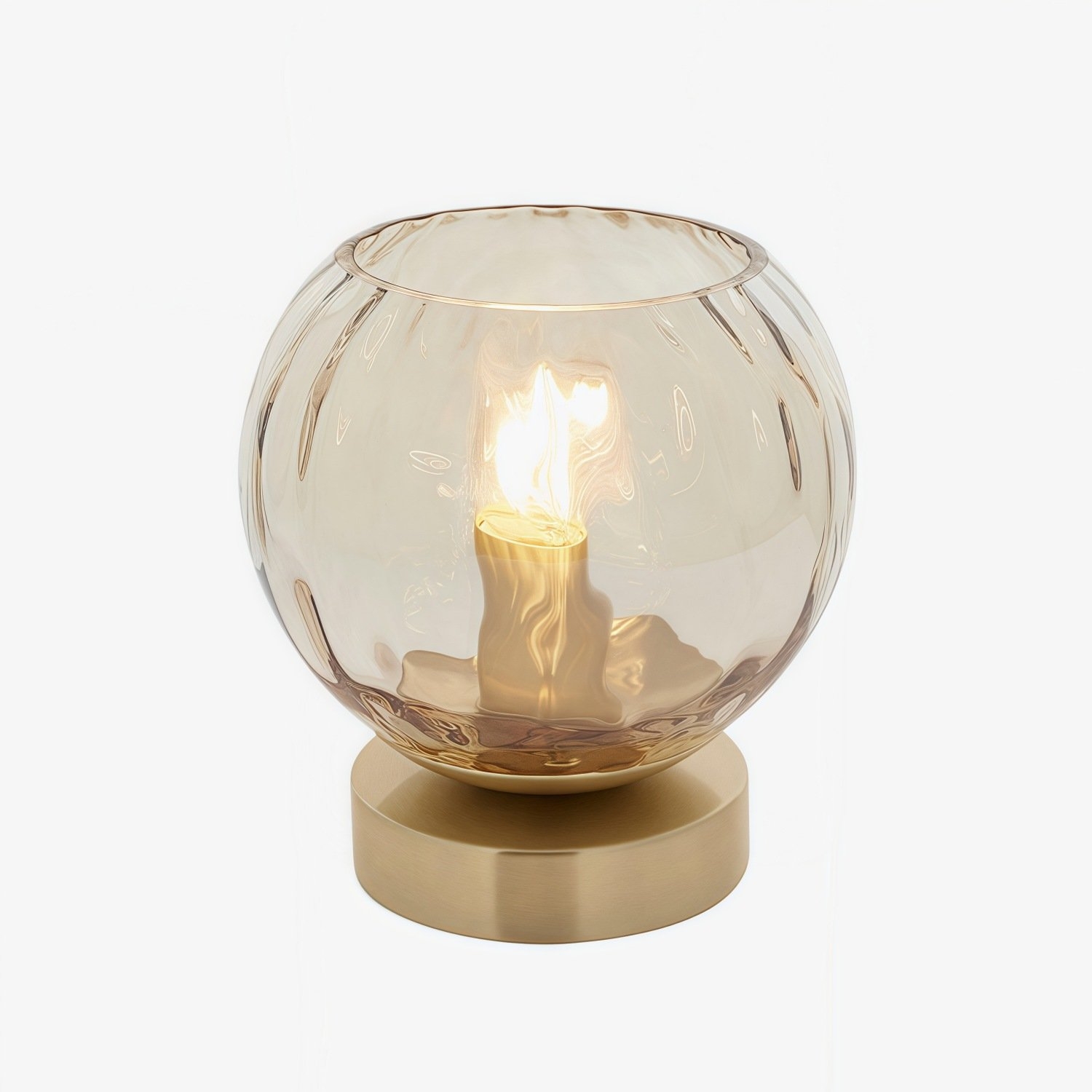 Tracian Modern Dimple Globe Table Lamp - Brass Ambient Decorative Lamp for Bedroom or Lounge T1049