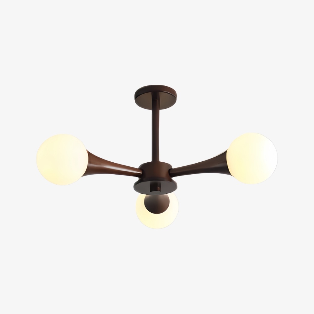 Novalune Multi-Light Glass Globe Chandelier with Wood Frame - Japanese Zen Style for Living Room T1155