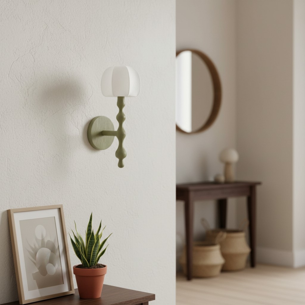 Savara Modern Curved Base Wall Light - Soft Diffused Fabric Shade for Hallways and Living Rooms T723