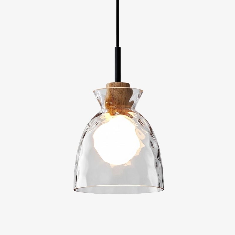 Quenora Textured Ripple Glass Pendant Light - Modern Style Pendant for Living Room U23