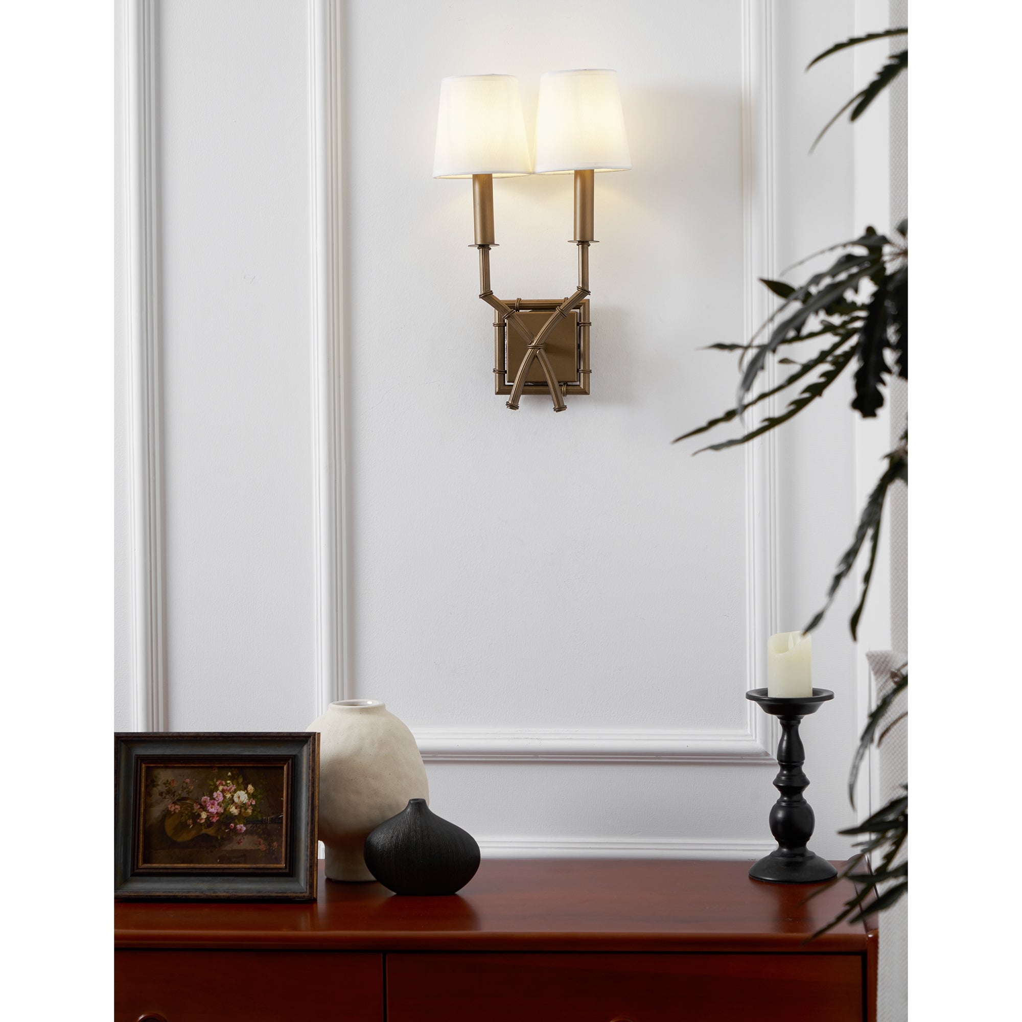 Double Arm Bamboo Sconce T1810