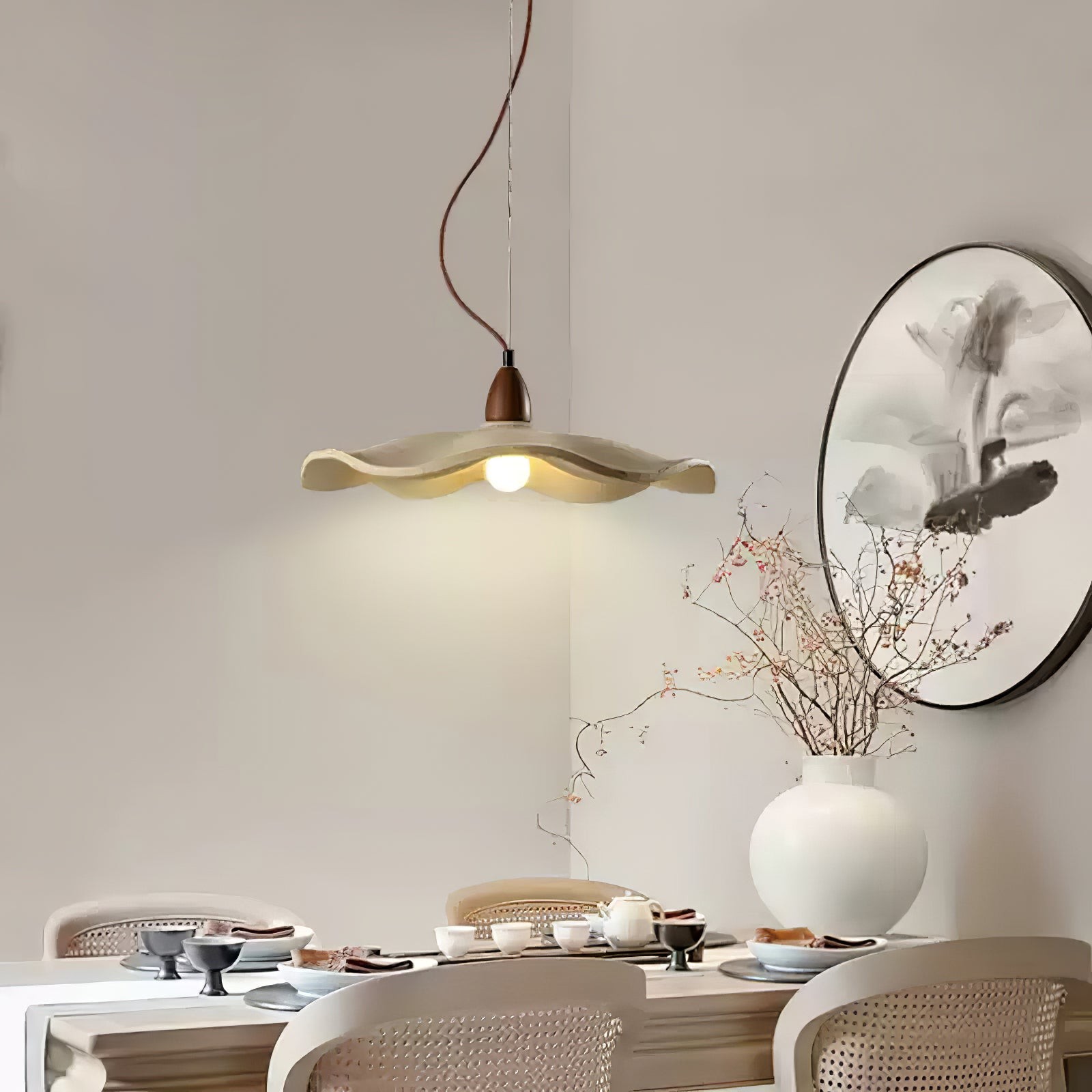 Japanese Wabi-Sabi Style Cement Wave Pendant Lamp M565