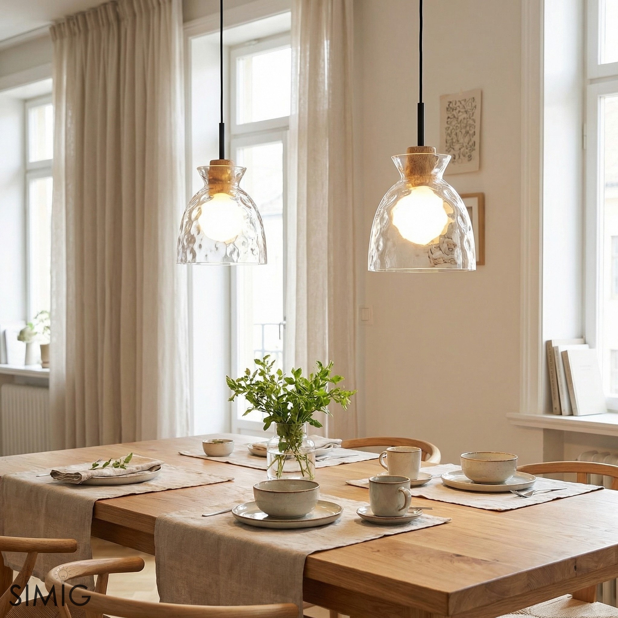 Quenora Textured Ripple Glass Pendant Light - Modern Style Pendant for Living Room U23