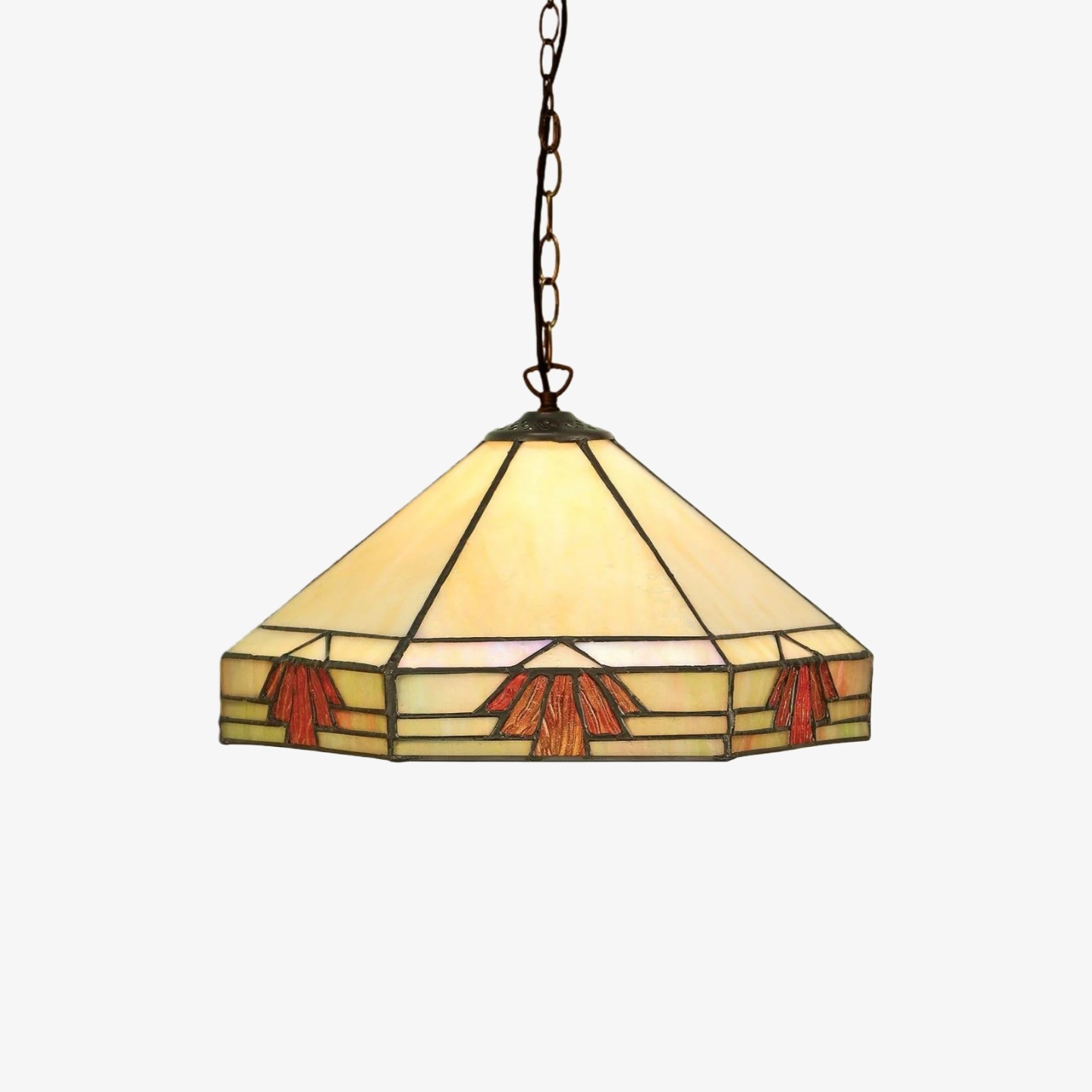 TF Nevada Vintage Stained Glass Pendant - Handcrafted Art Glass Lighting for Dining Areas T971