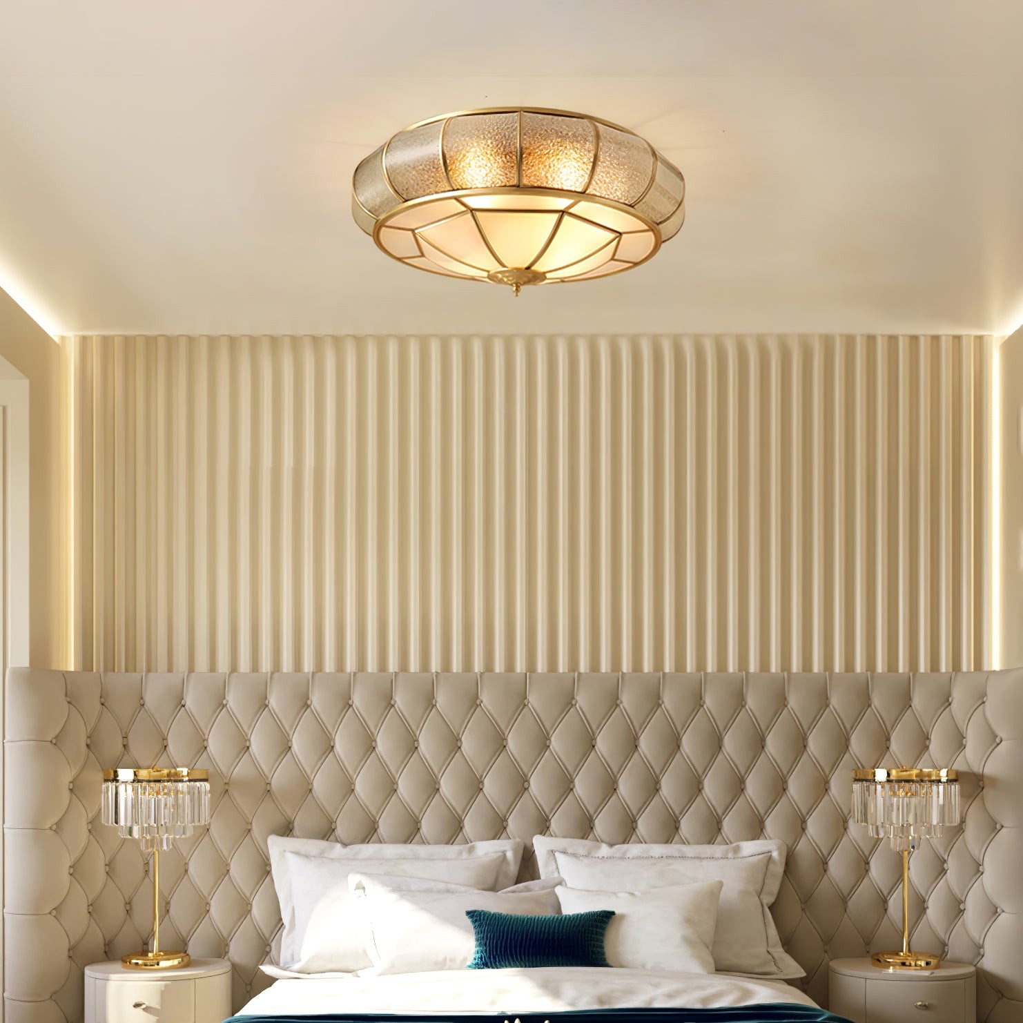 Round Textured Glass Ceiling Light M416