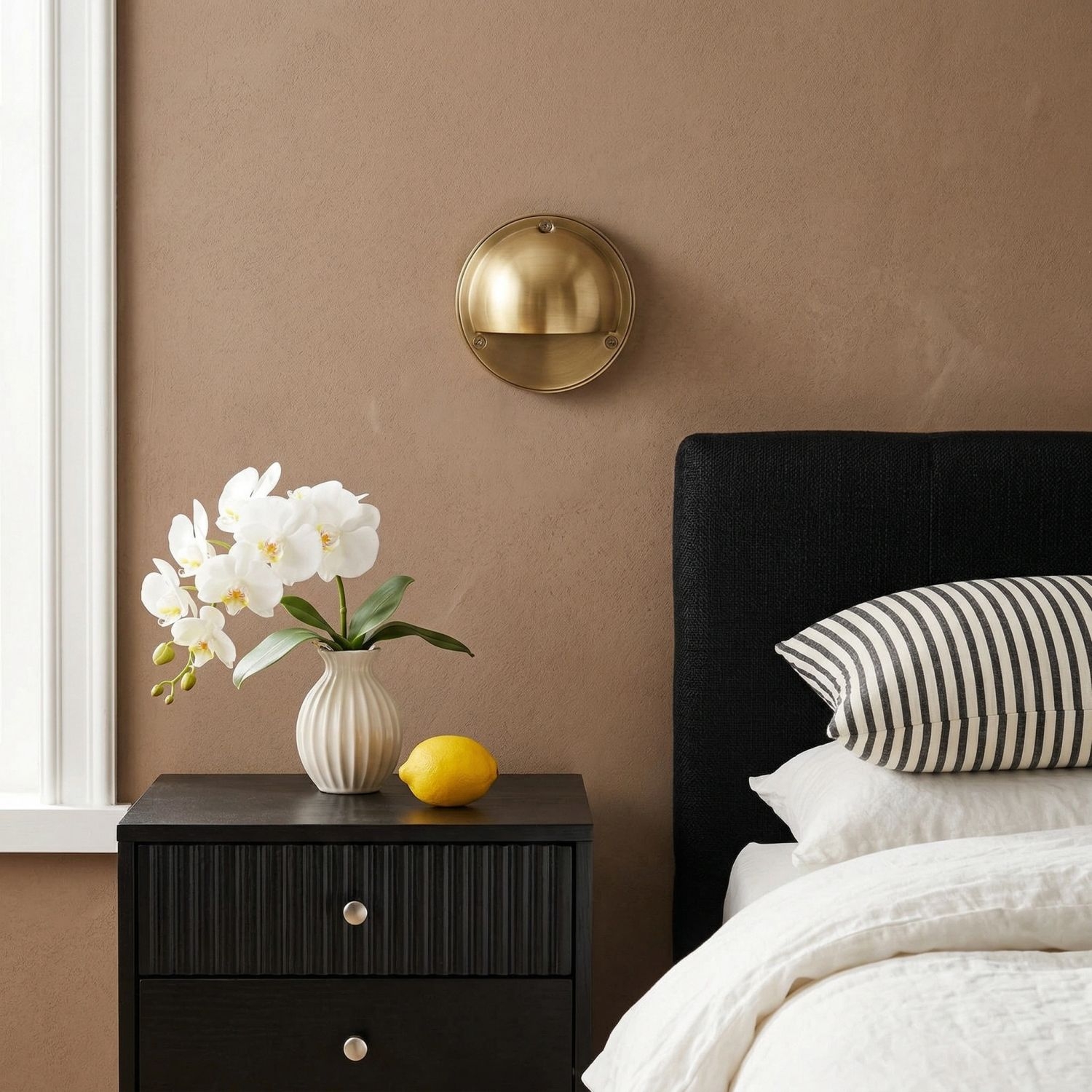 Ardelume Industrial Brass Wall Lamp - Weathered Metal Minimalist Indoor Sconce for Bedroom or Entryway T1207
