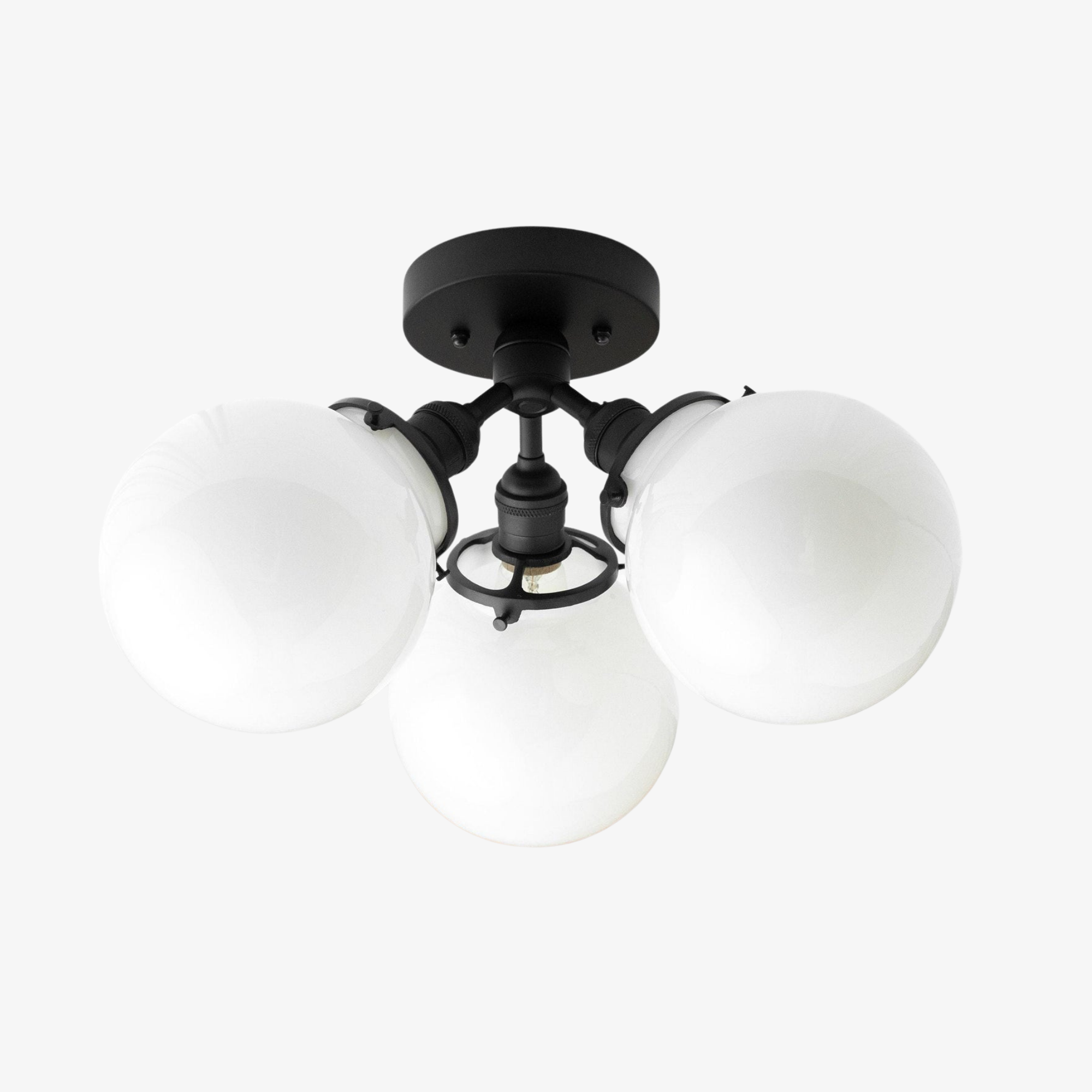 Glorica Glass Globe Light - Mid Century Semi Flush Ceiling Lamp T373
