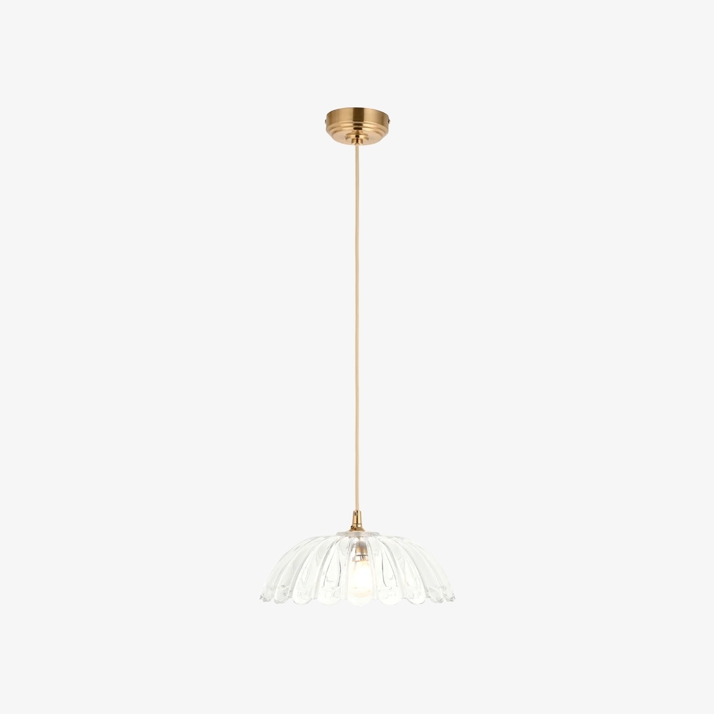 Floriaxis Floral Glass Pendant Light - Floral Glass Shade with Braided Cable for Kitchen or Dining T960