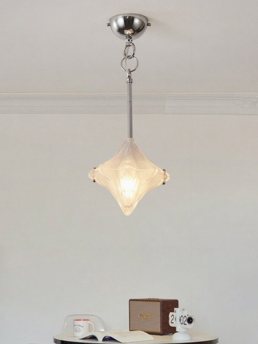 Art Deco Astris Elara Star Pendant Light - Frosted Glass Pendant with Geometric Style T434