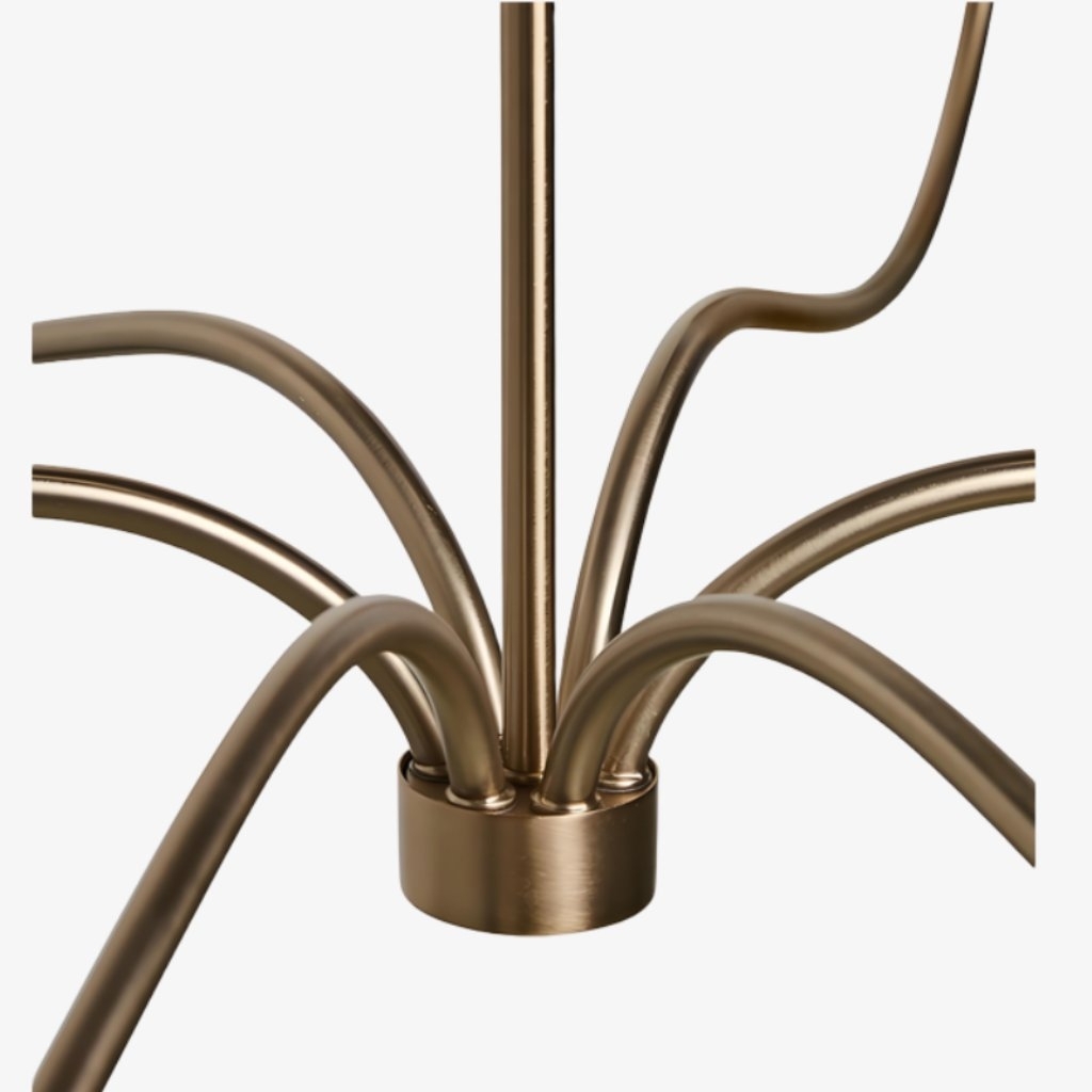 Kysara Linear Chandelier - Curved Lamp Arms and Fabric Shades are Suitable for Living Rooms or Dining Rooms T706