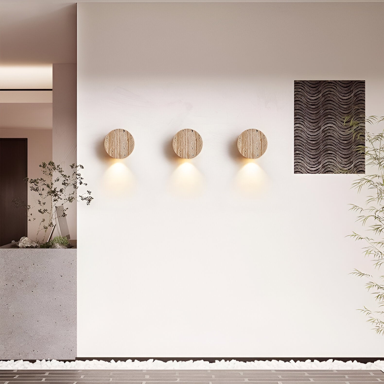 Japanese Wabi Sabi Natural Travertine Stone Wall Light T2102
