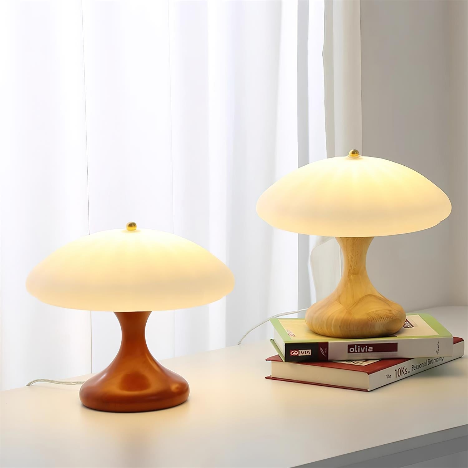 Mushroom Shape Curved Table Lamp M90
