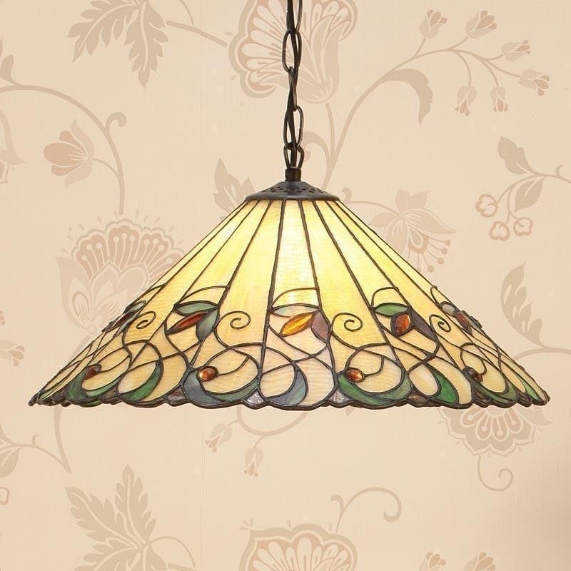 TF Jamelia Vintage Floral Stained Glass Dome Pendant Light for Dining Rooms T1052
