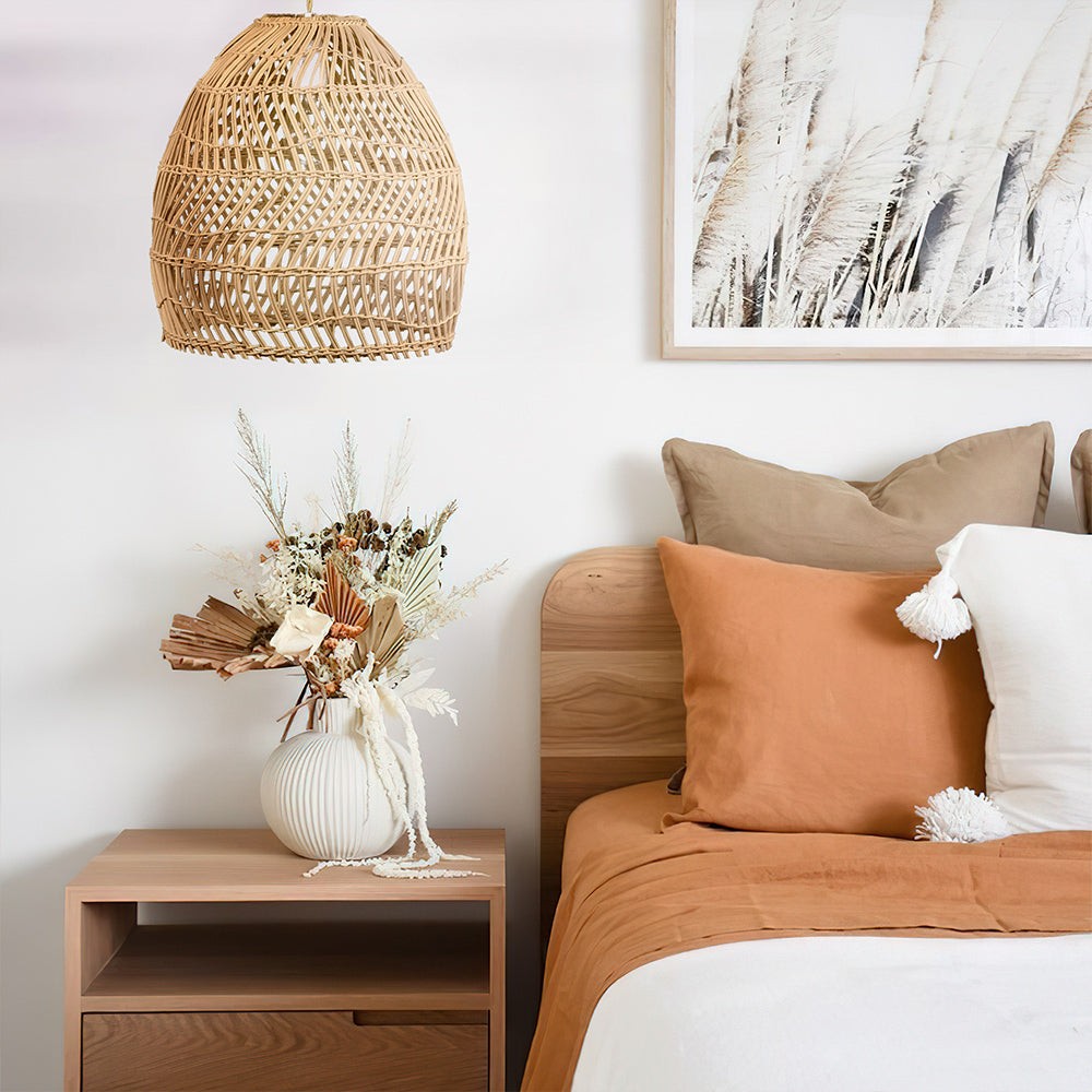 Wicker Basket Rattan Pendant Light S74