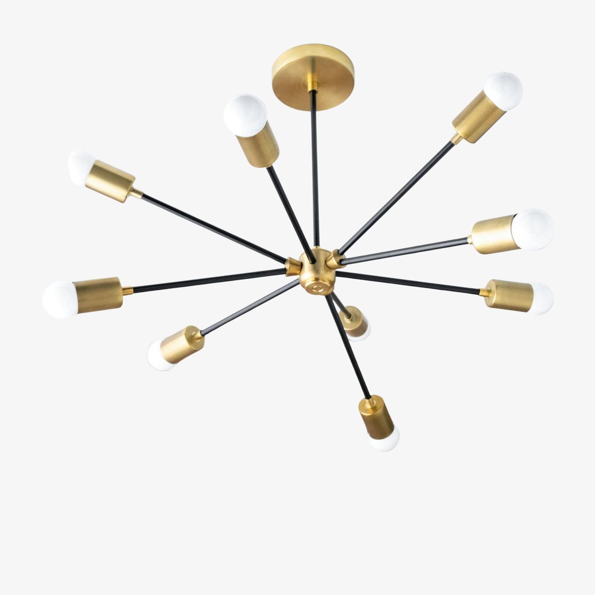 Mobilux Line Mid Century Sputnik Chandelier - Modern Brass Ceiling Light T317