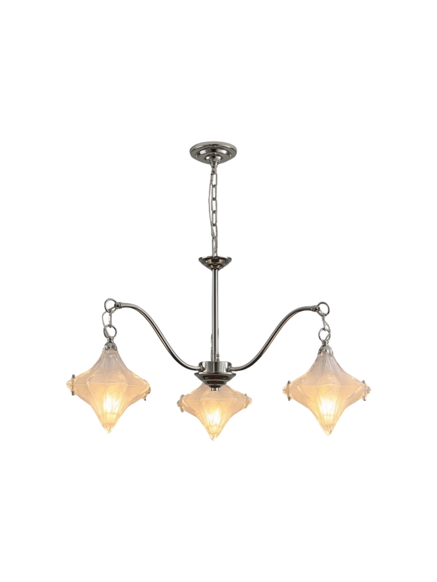 Art Deco Astris Star Chandelier - Frosted Glass Deco Fixture for Dining Room T433