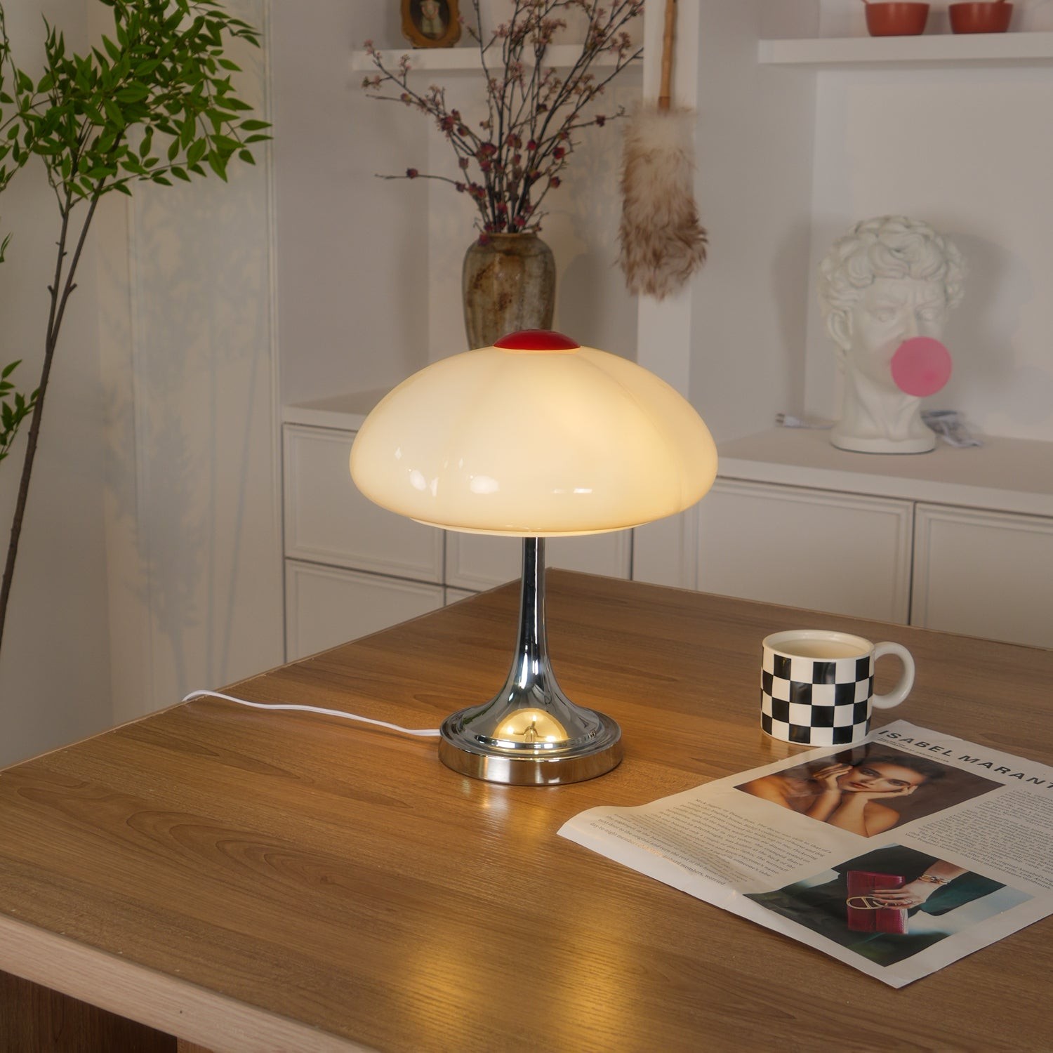 Cream Style Glass Mushroom Table Lamp M220