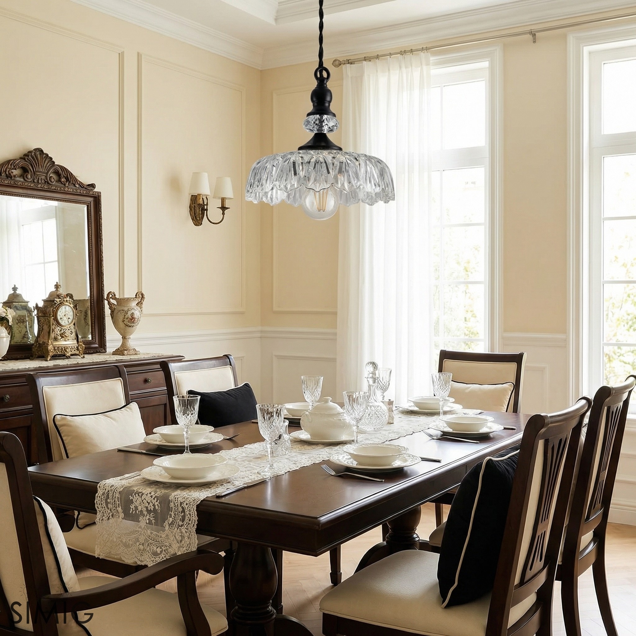 Verdoma Petal Glass Pendant Light - Vintage Style for Dining Room Accent U01