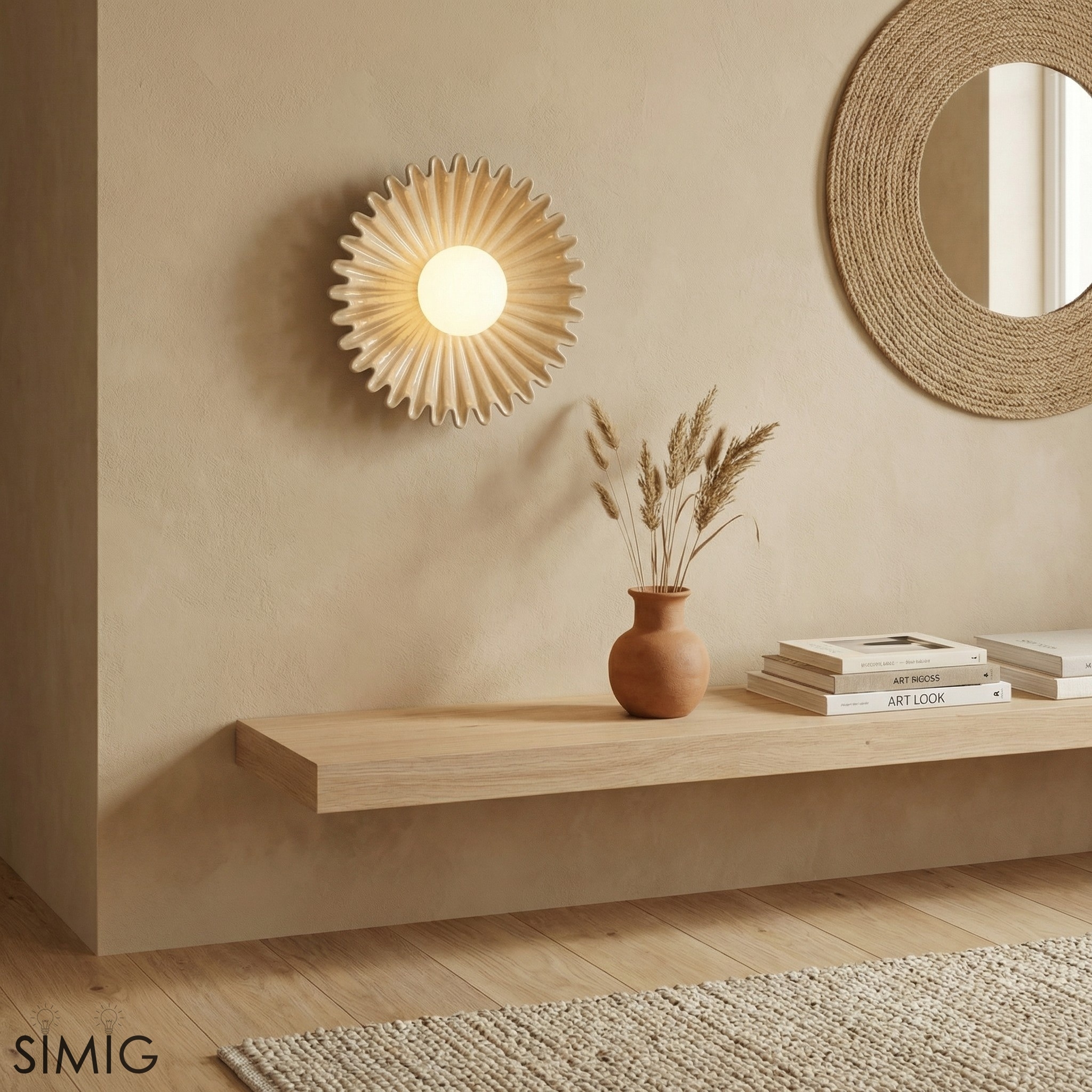 Glova Round Flower  Petal Wall Sconce, Sculptural Accent Light for Bedroom T744